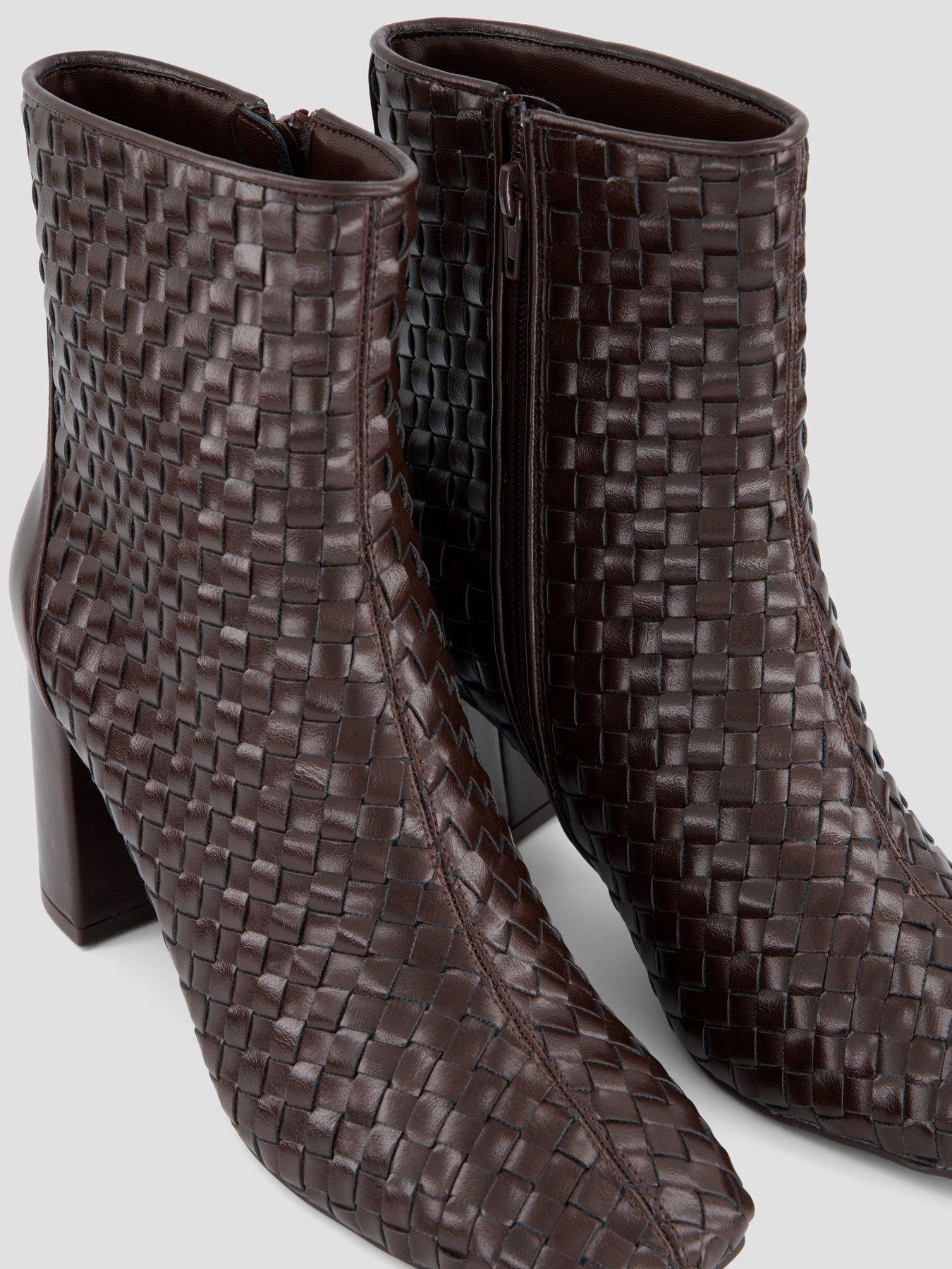 Image 5 of 7 of The Very Collection Weave Heeled Ankle Heel Boot - Brown