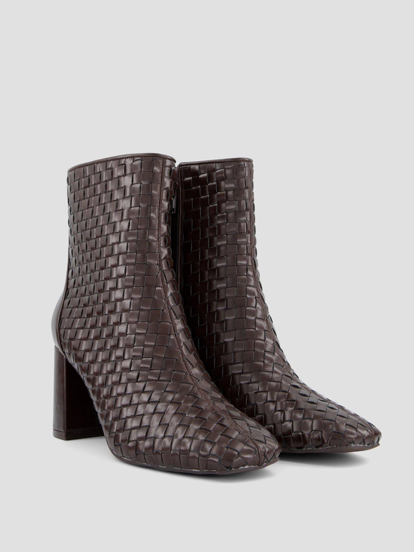Image 6 of 7 of The Very Collection Weave Heeled Ankle Heel Boot - Brown