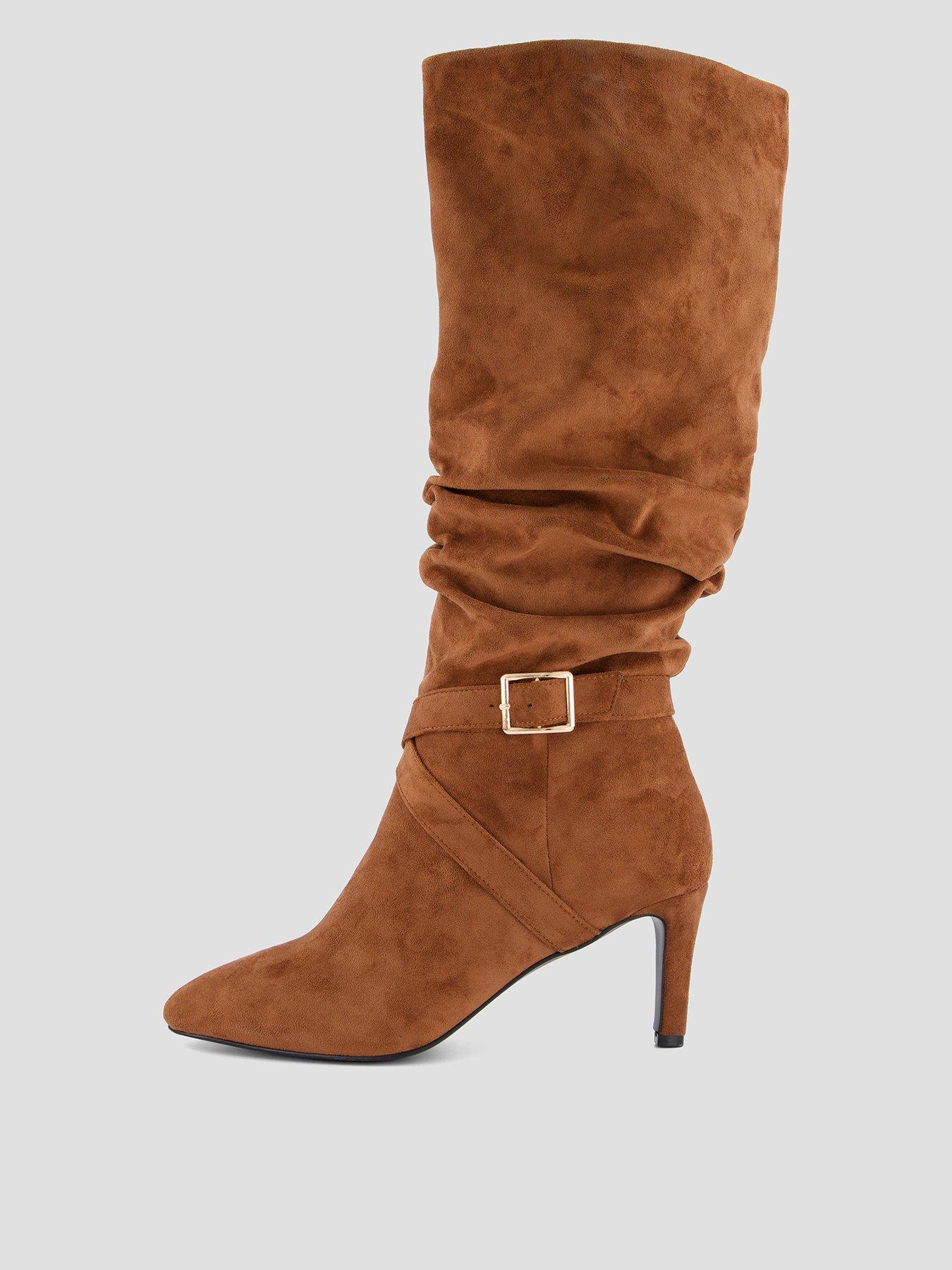Image 1 of 7 of The Very Collection Slouch Heeled Knee Boot - Tan