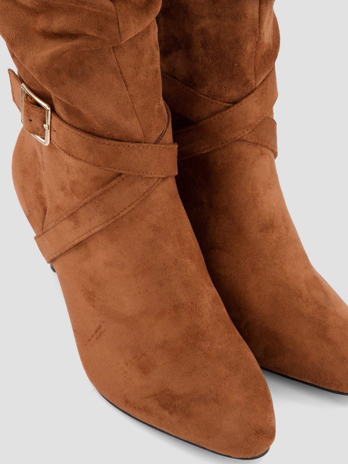 Image 5 of 7 of The Very Collection Slouch Heeled Knee Boot - Tan