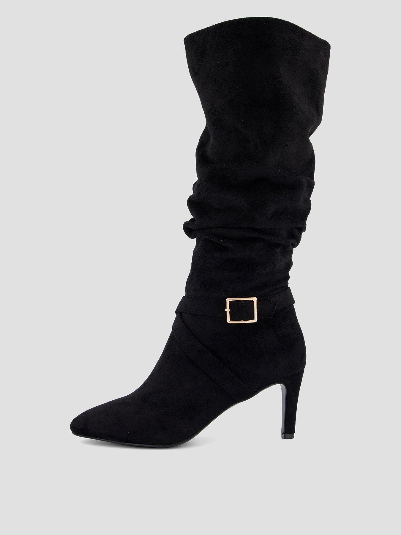 The Very Collection Slouch Heeled Knee Boot - Black