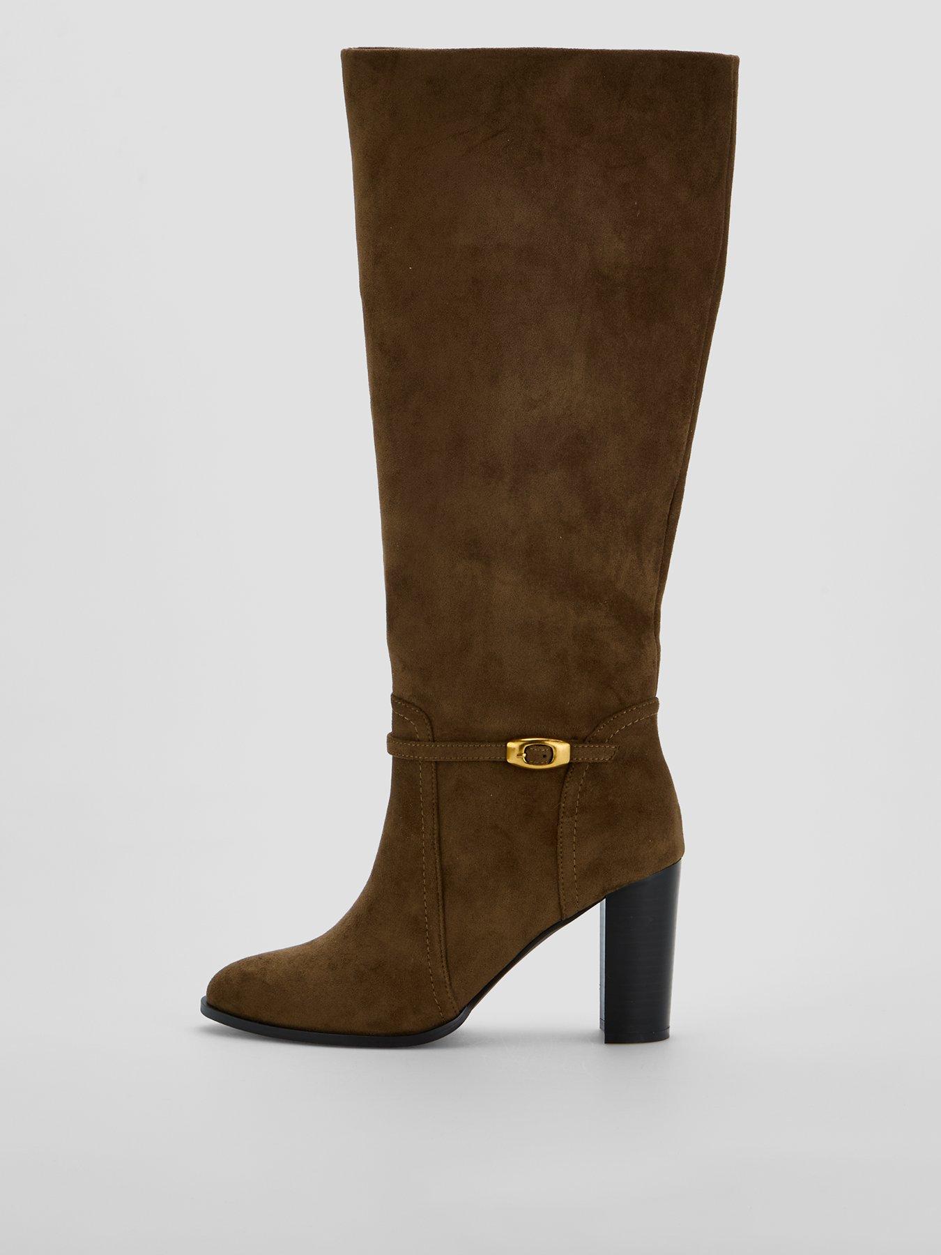Image 1 of 7 of The Very Collection Buckle Strap Knee Boot - Khaki