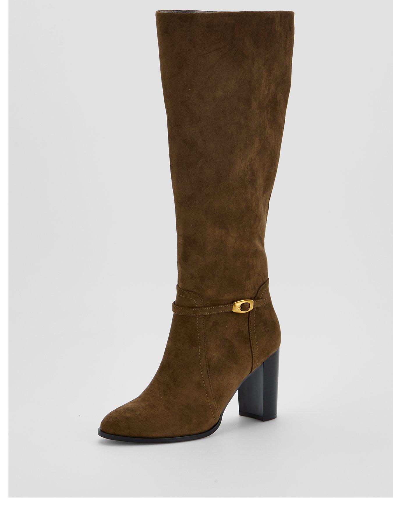 Image 2 of 7 of The Very Collection Buckle Strap Knee Boot - Khaki