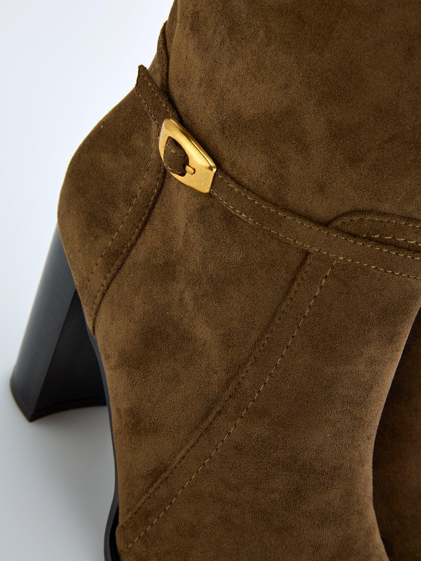 Image 6 of 7 of The Very Collection Buckle Strap Knee Boot - Khaki