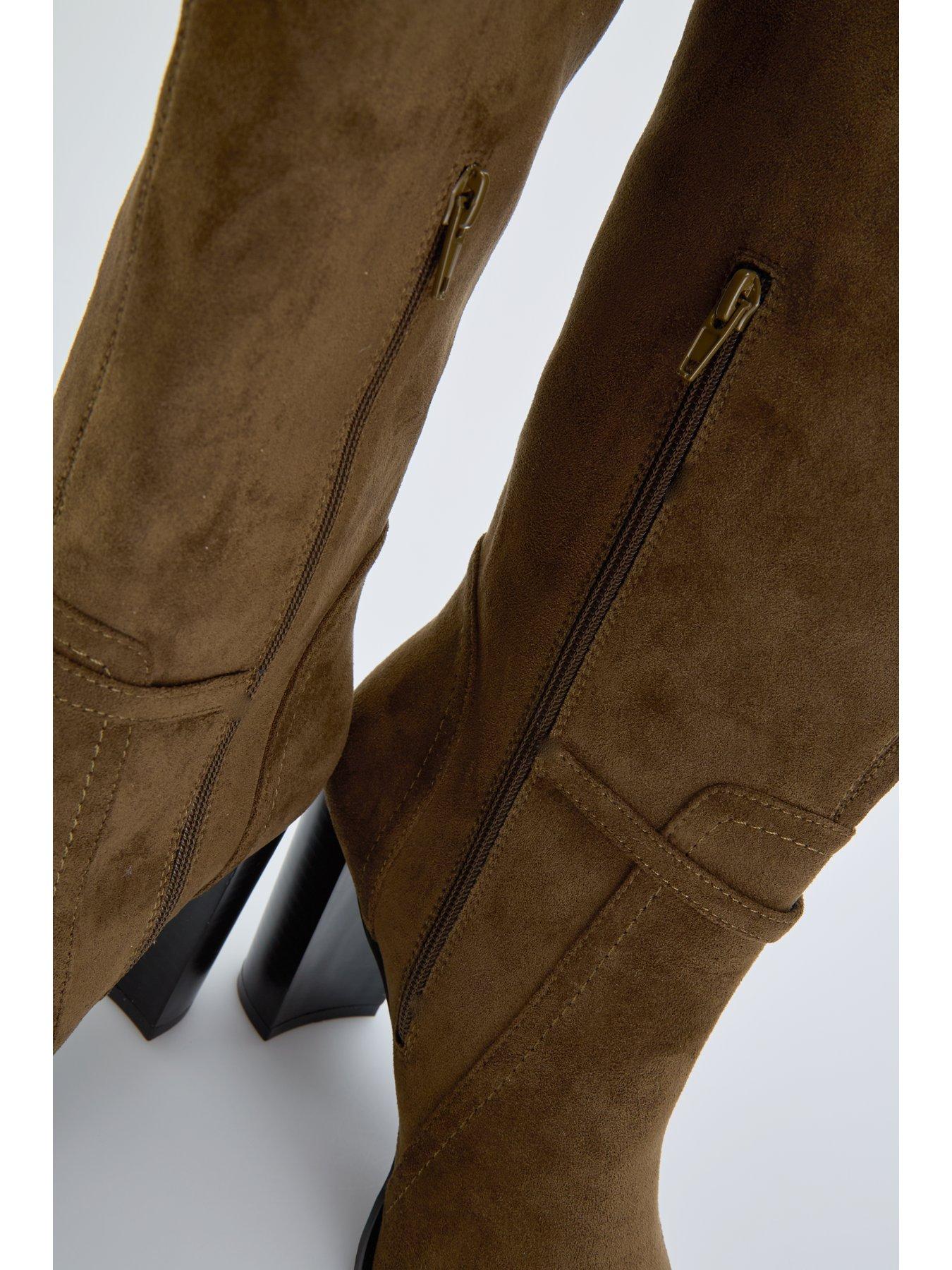 Image 7 of 7 of The Very Collection Buckle Strap Knee Boot - Khaki