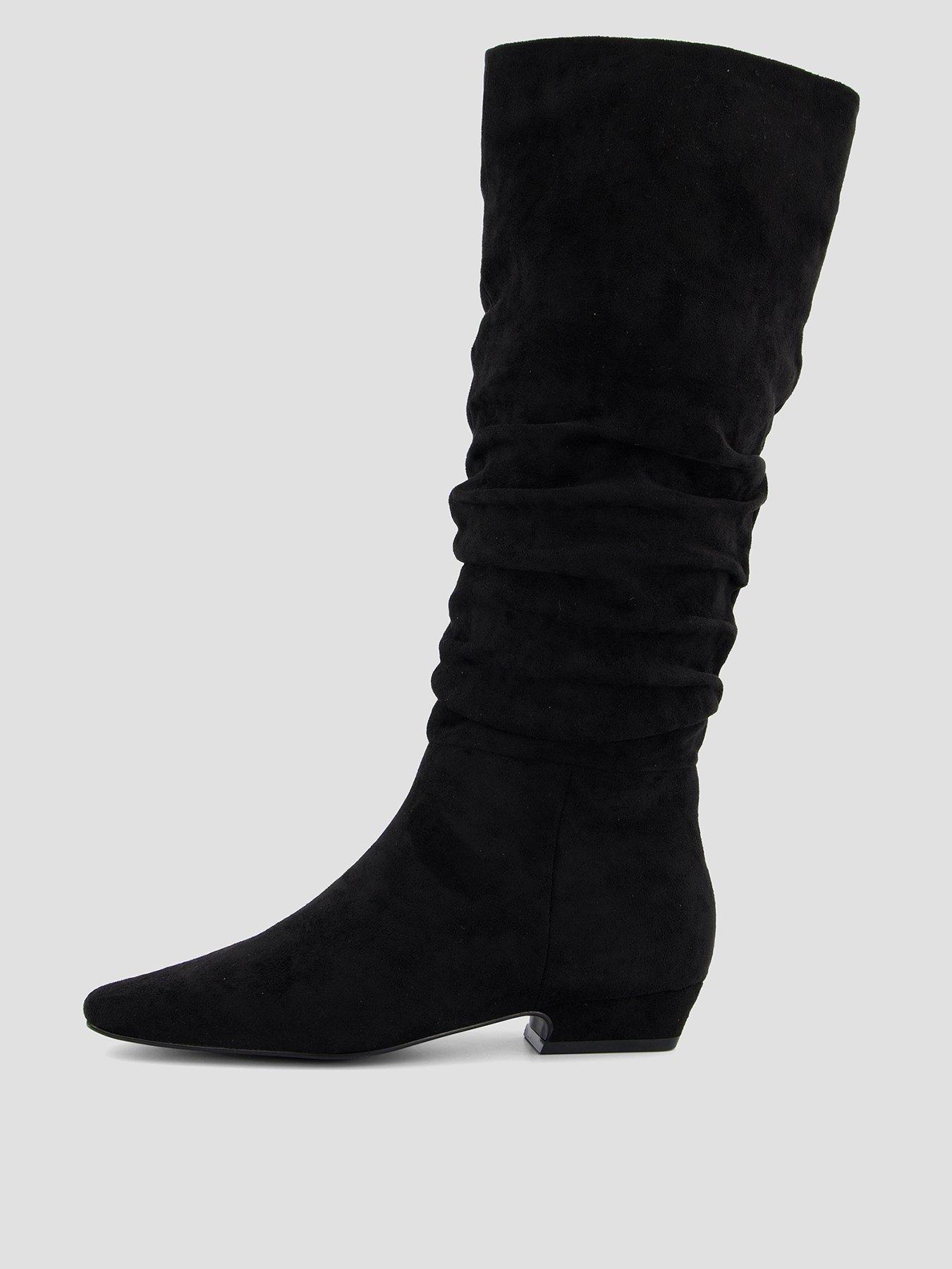 Image 1 of 7 of The Very Collection Chisel Toe Slouch Knee Boot - Black