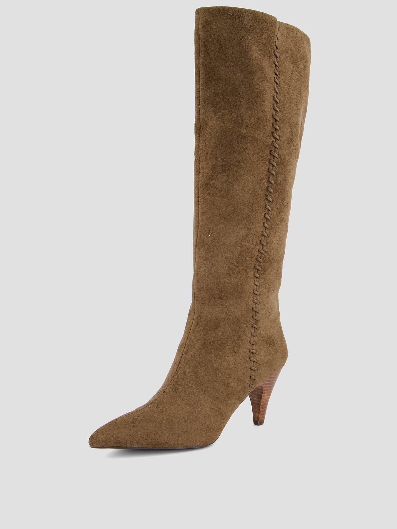 Image 2 of 8 of The Very Collection Knee Boot With Stitch Detail - Khaki