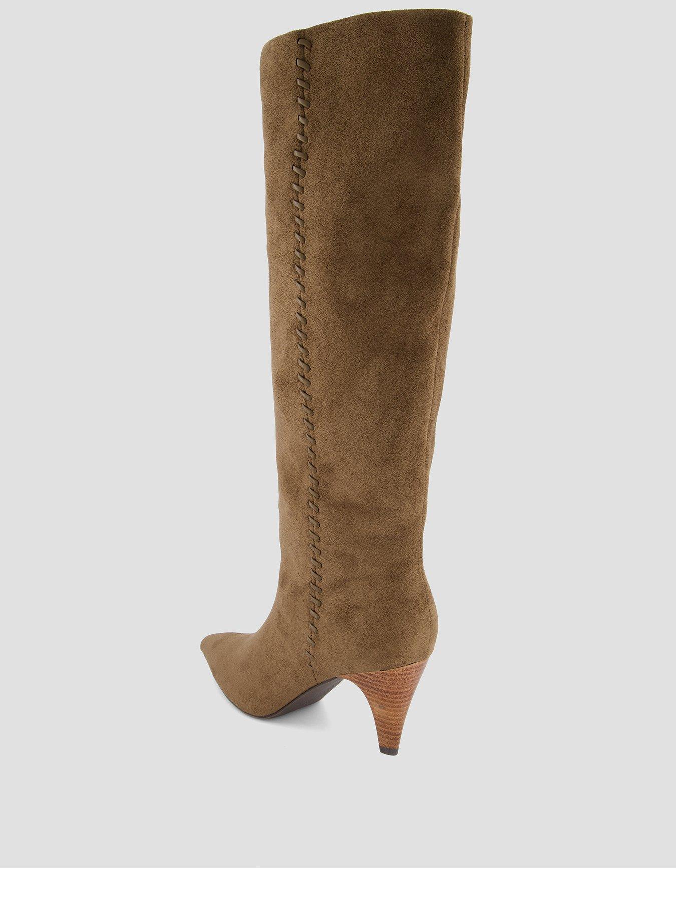 Image 3 of 8 of The Very Collection Knee Boot With Stitch Detail - Khaki