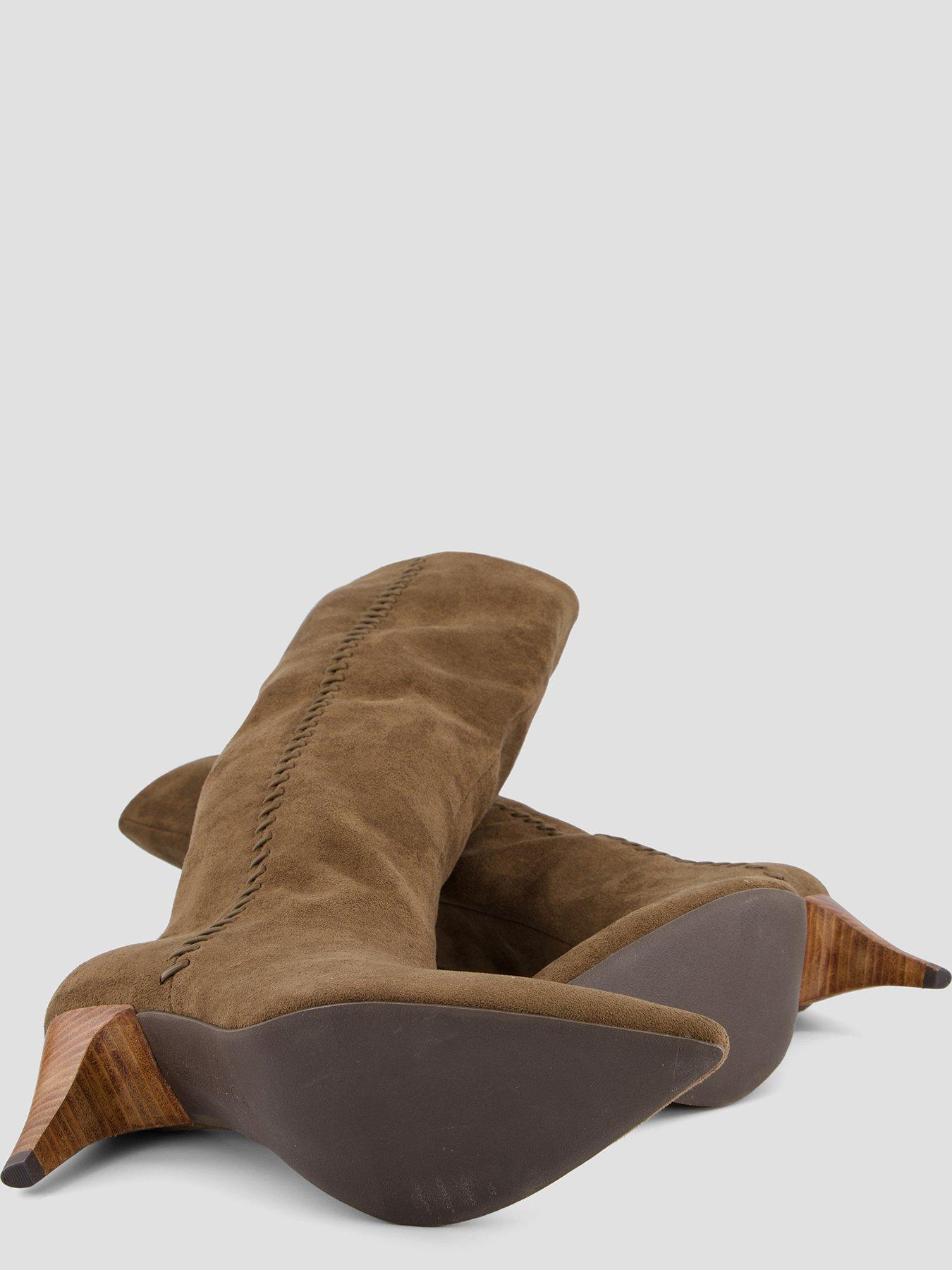 Image 5 of 8 of The Very Collection Knee Boot With Stitch Detail - Khaki