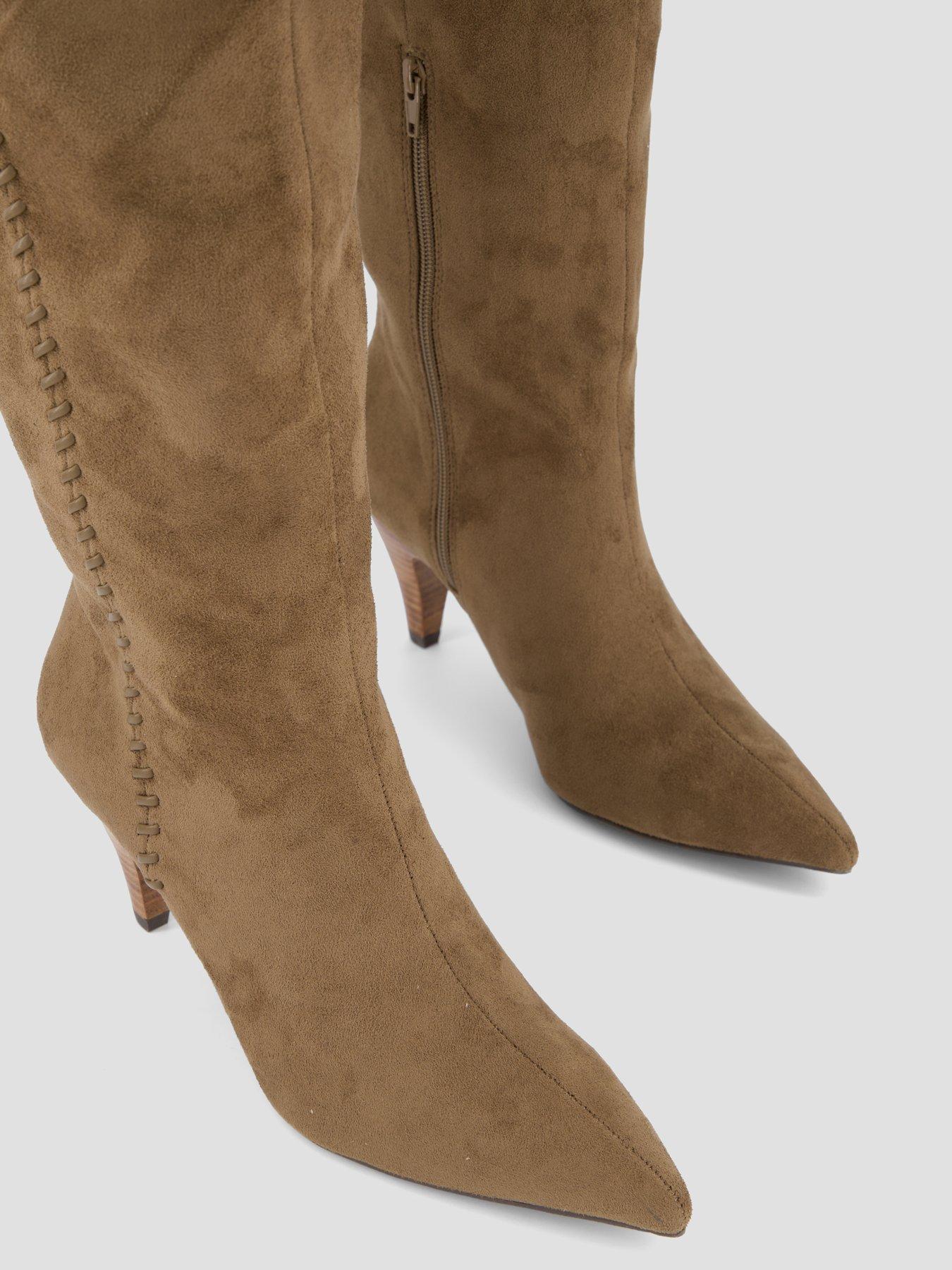 Image 6 of 8 of The Very Collection Knee Boot With Stitch Detail - Khaki