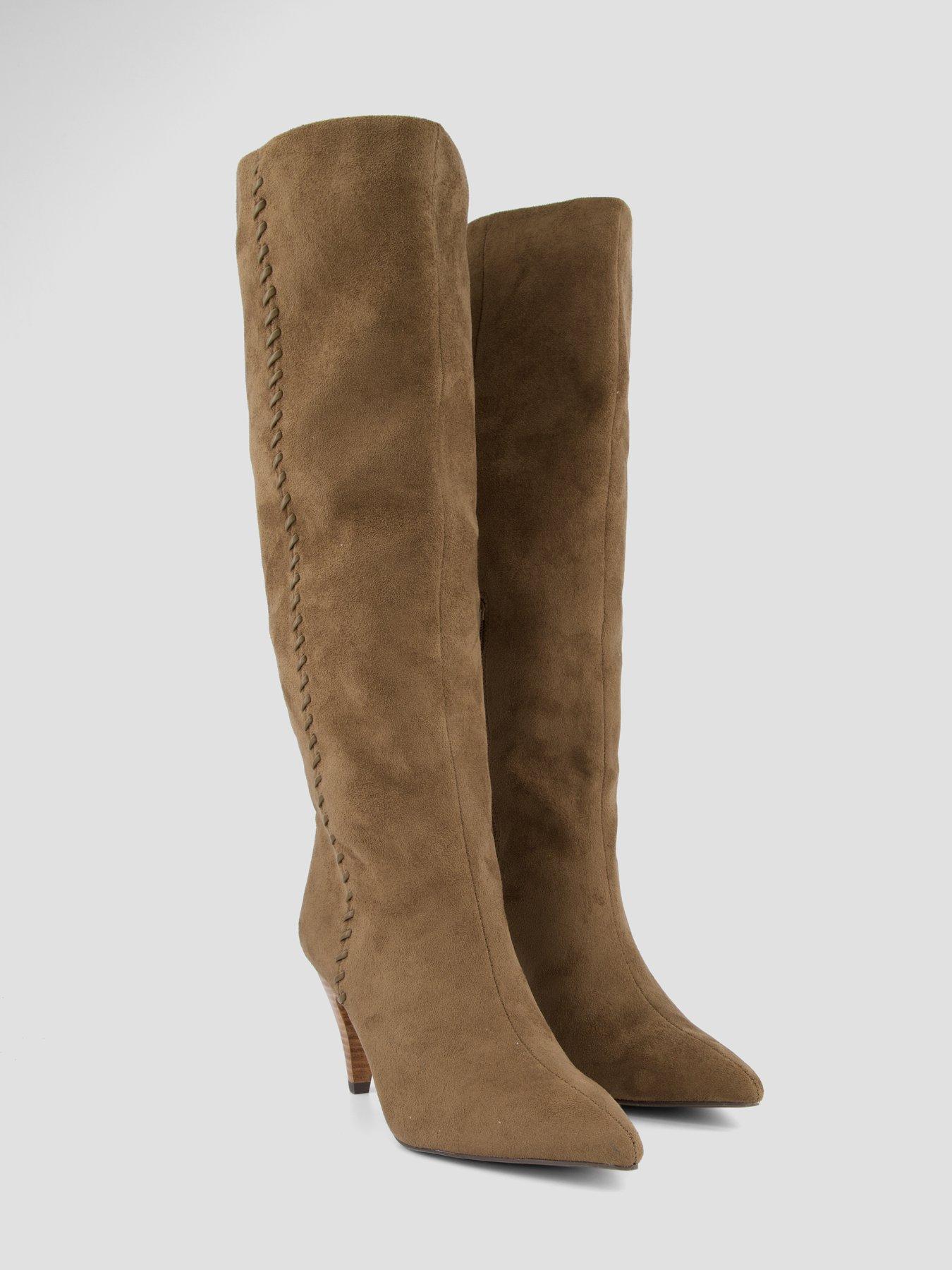 Image 7 of 8 of The Very Collection Knee Boot With Stitch Detail - Khaki