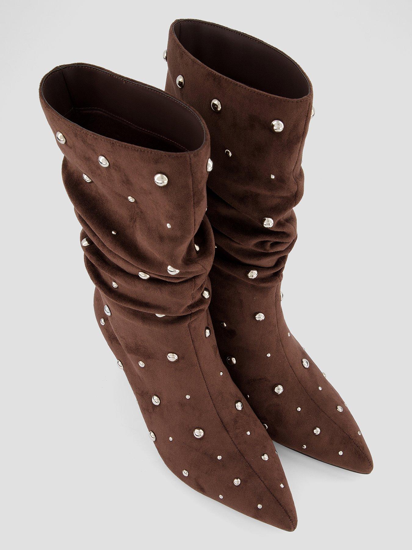 Image 3 of 7 of The Very Collection Slouch Calf Boot With Studs
