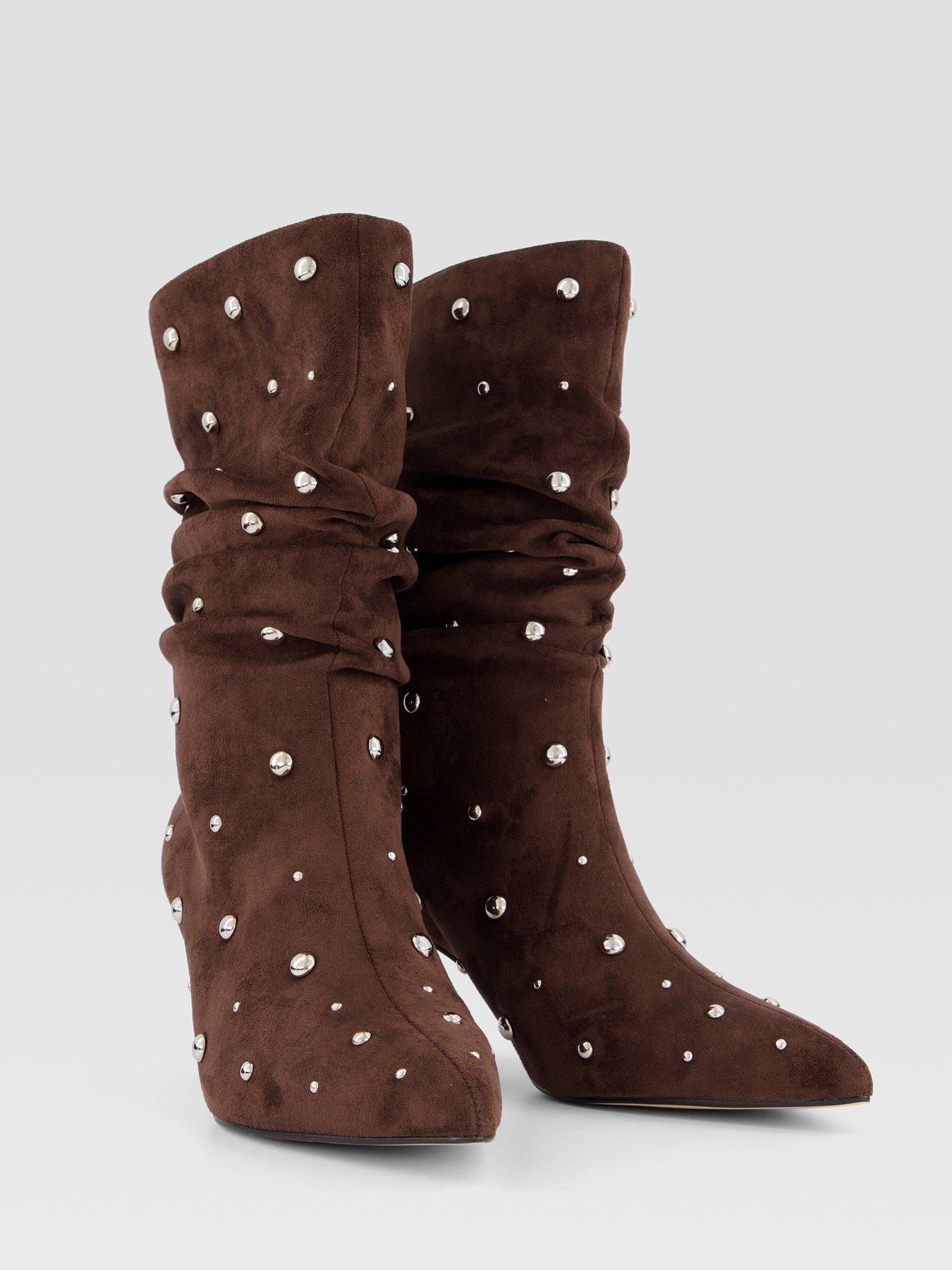 Image 6 of 7 of The Very Collection Slouch Calf Boot With Studs