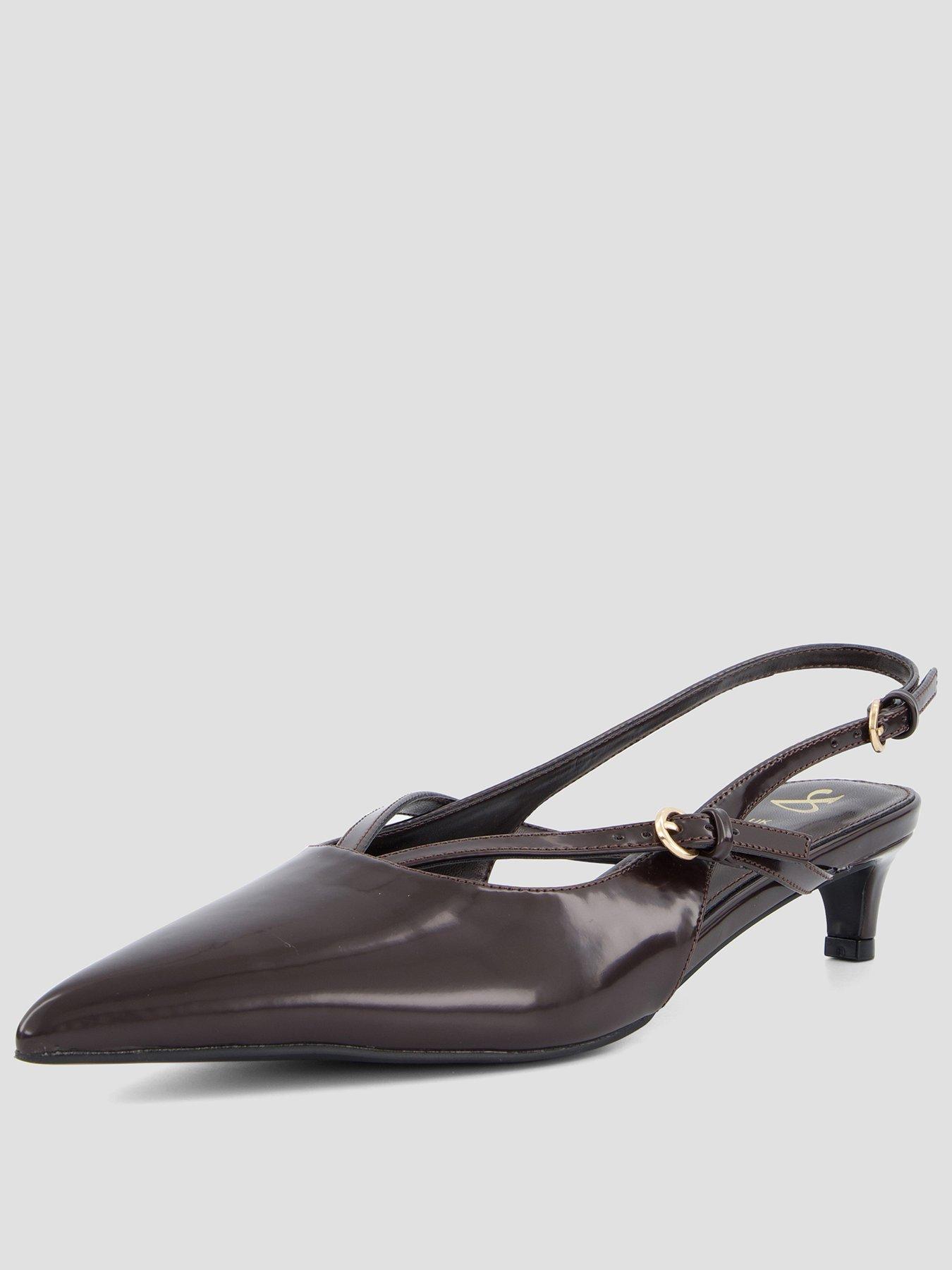 Image 1 of 7 of The Very Collection Strappy Kitten Heel Court Shoe&nbsp;- Dark Burgundy
