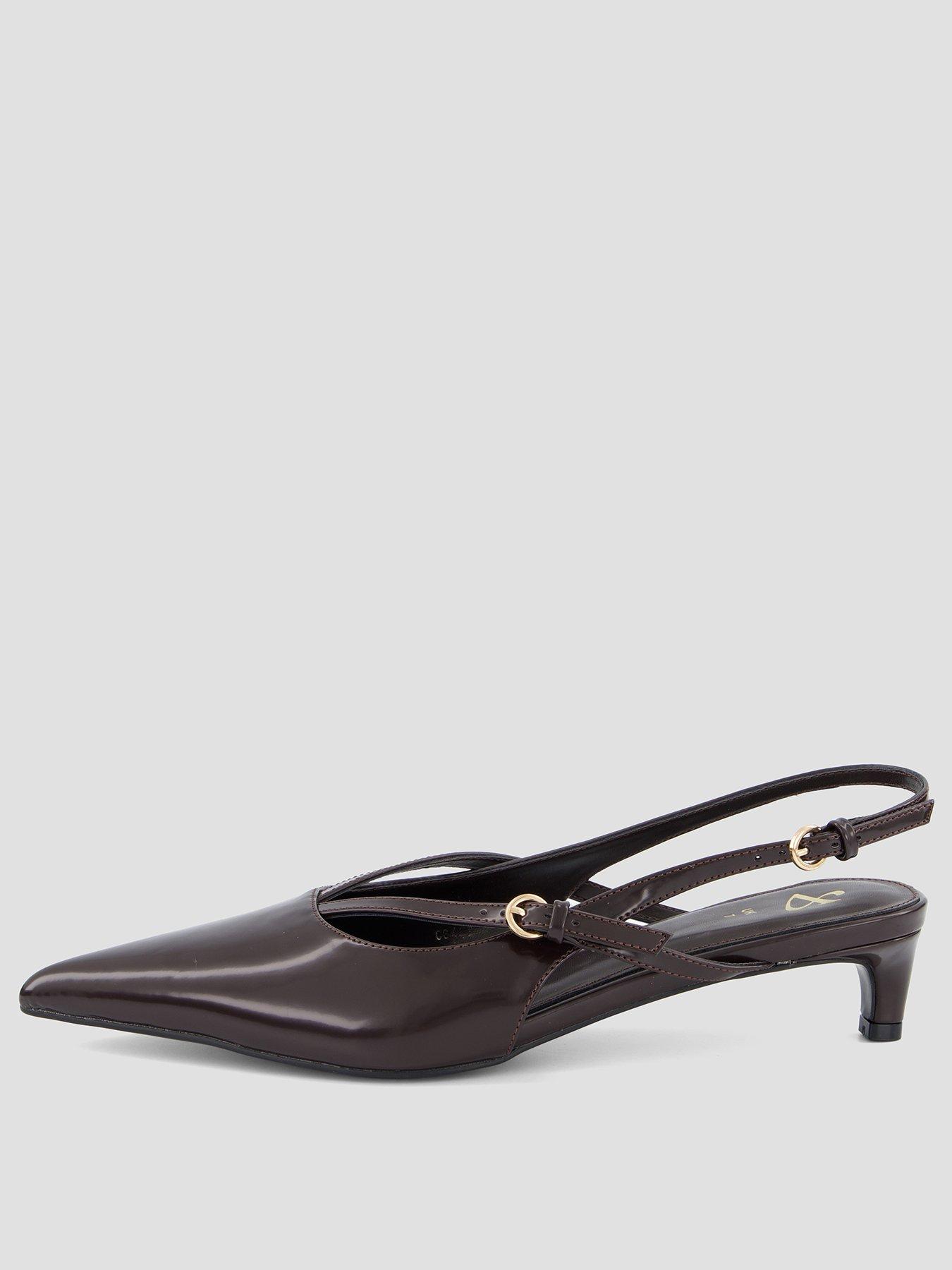 Image 2 of 7 of The Very Collection Strappy Kitten Heel Court Shoe&nbsp;- Dark Burgundy