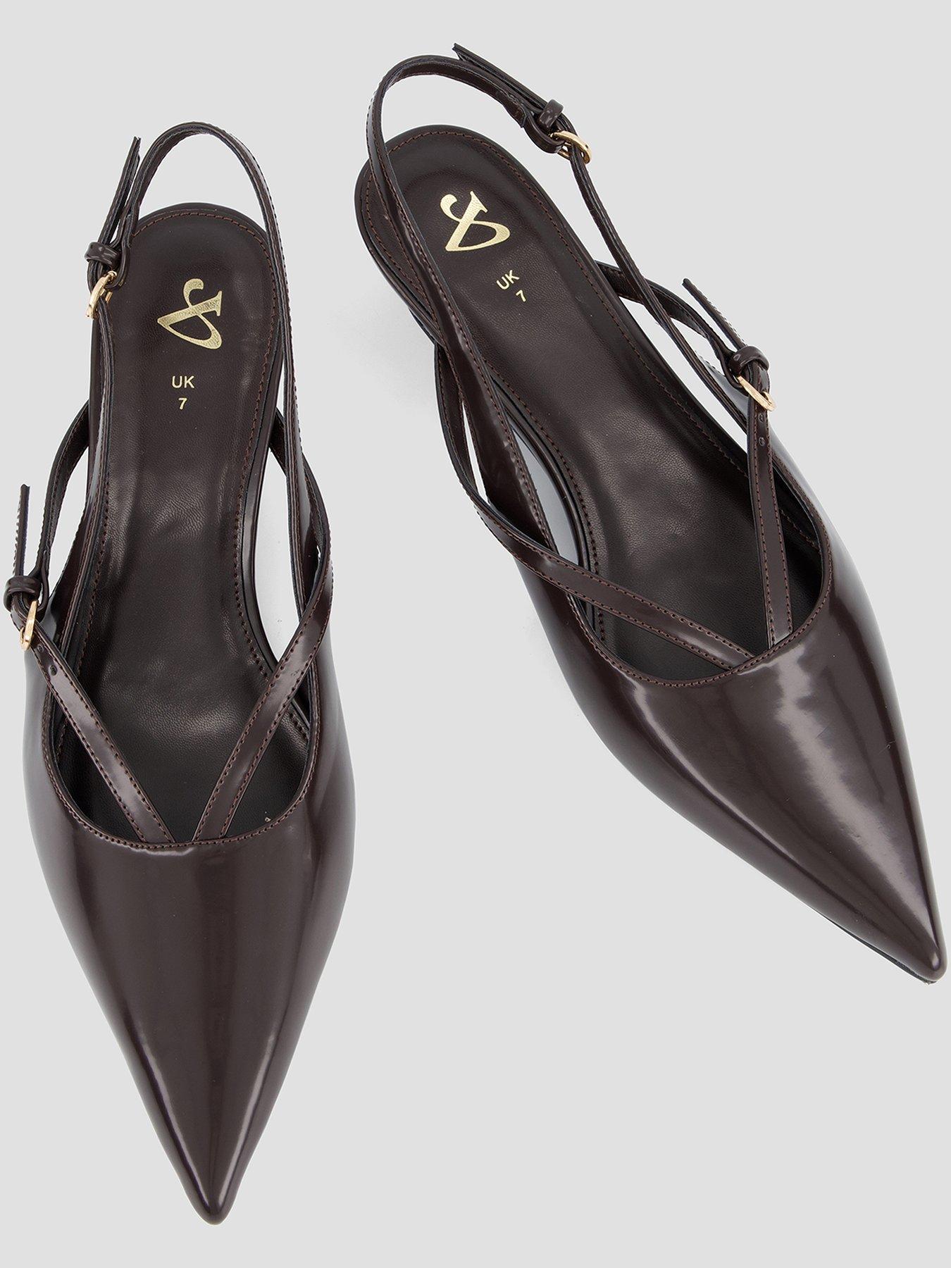 Image 3 of 7 of The Very Collection Strappy Kitten Heel Court Shoe&nbsp;- Dark Burgundy