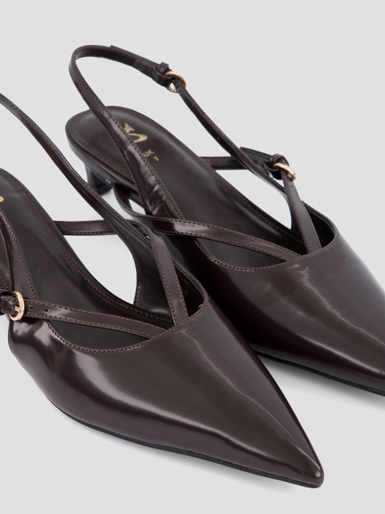 Image 5 of 7 of The Very Collection Strappy Kitten Heel Court Shoe&nbsp;- Dark Burgundy