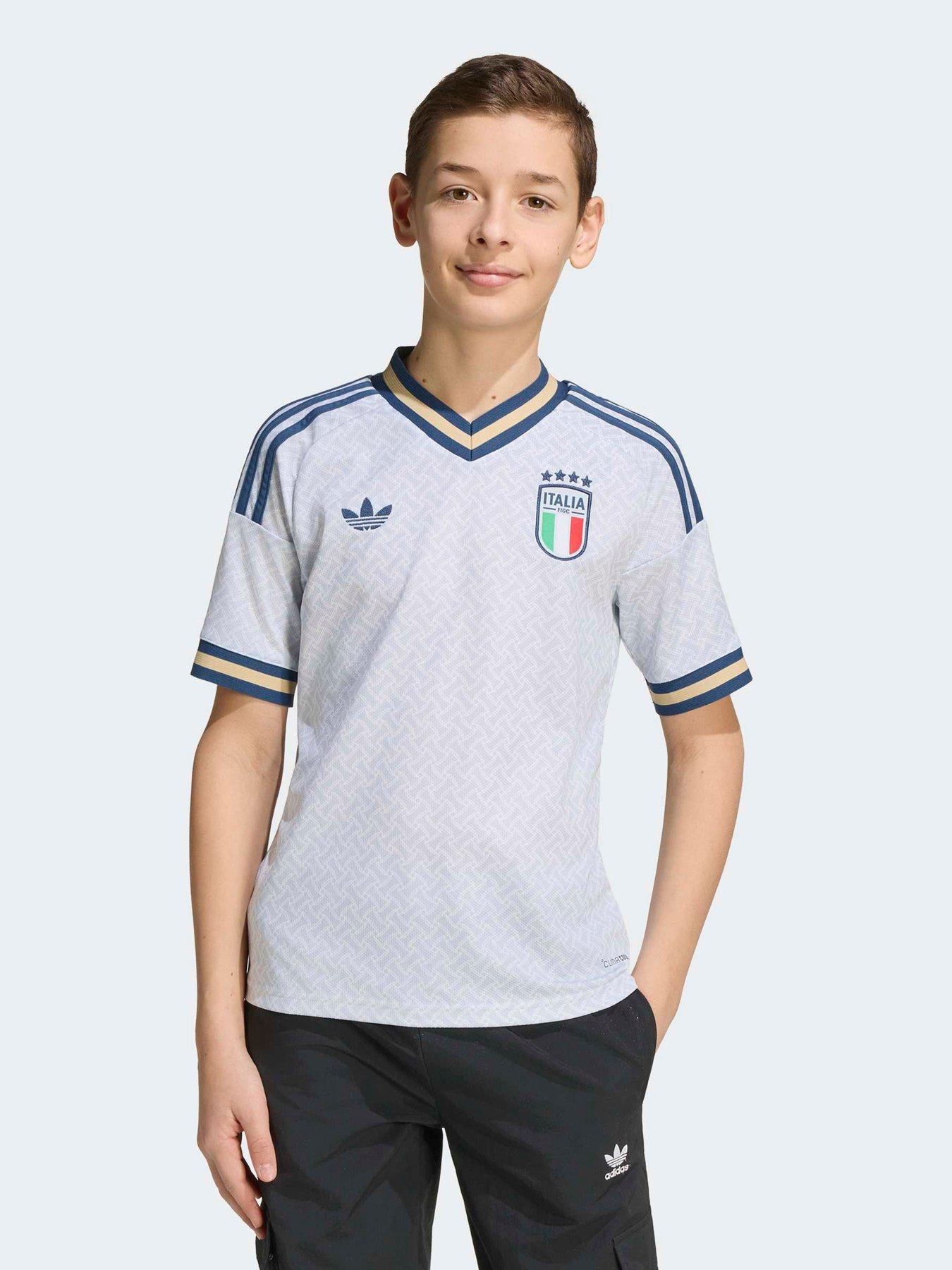 Adidas Junior Italy 26 Away Replica Football Shirt - White in Aerblu