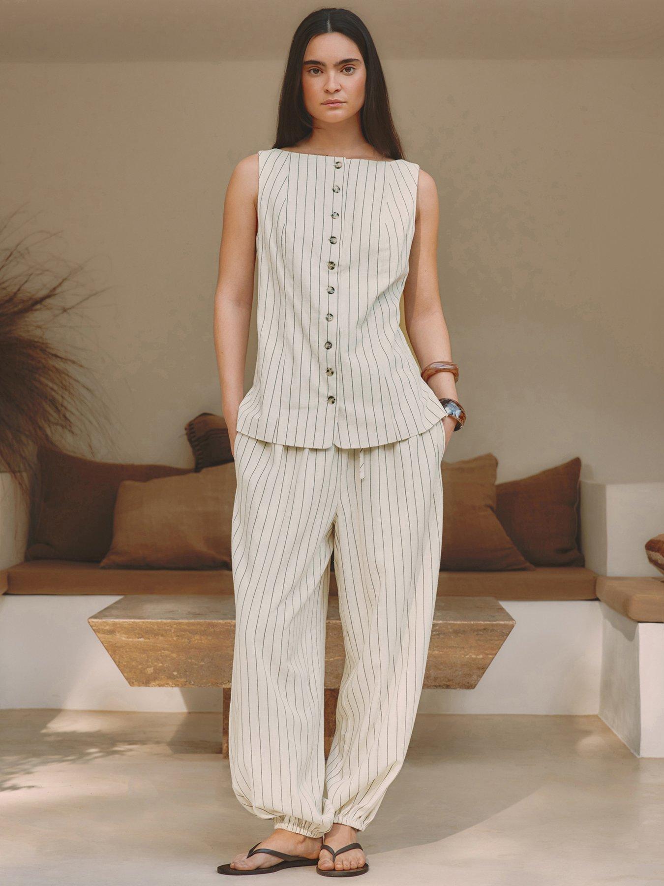 Image 1 of 6 of Albaray Linen Pinstripe Balloon Trouser