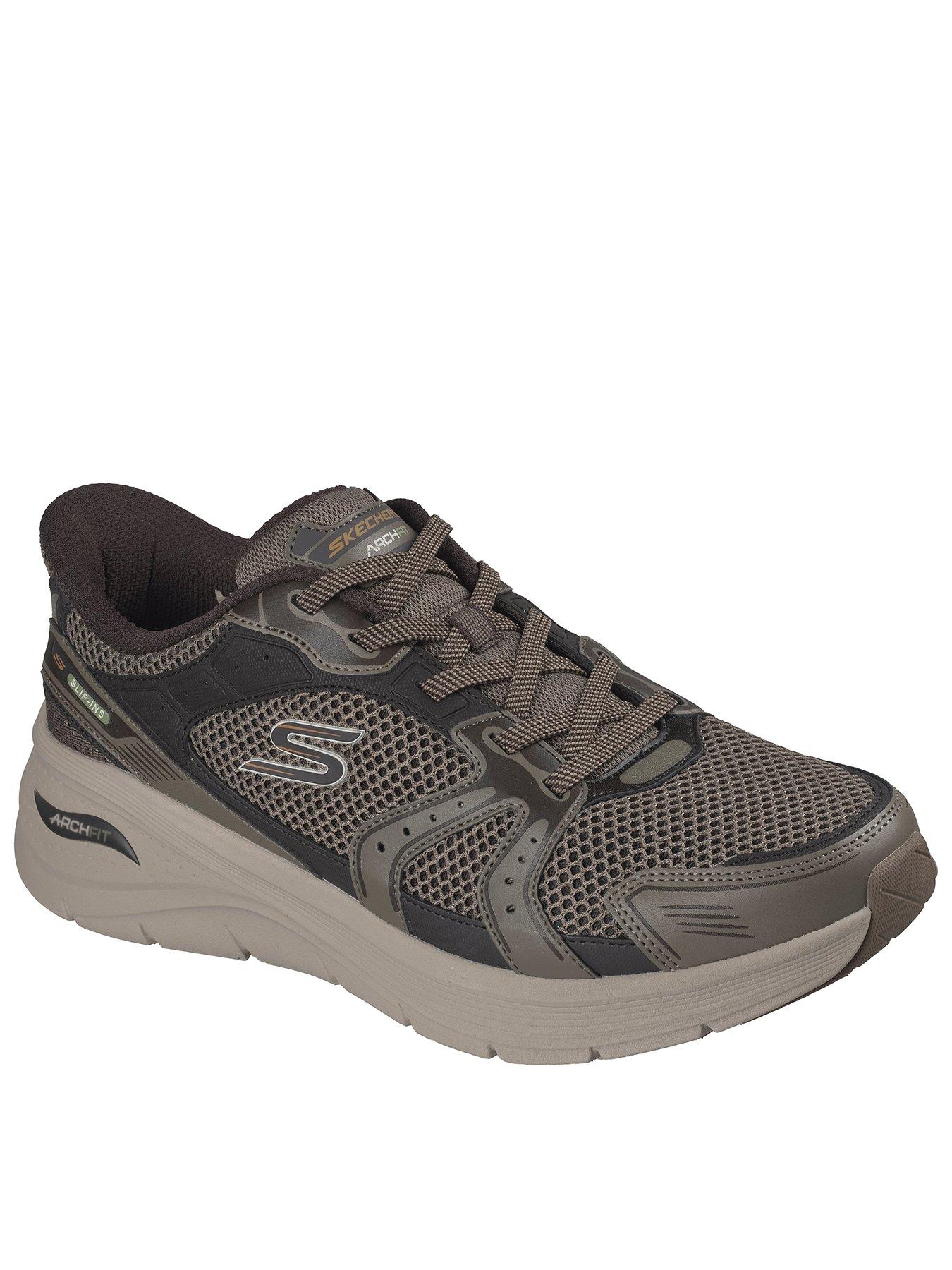 Skechers Men's Arch Fit 3.0 Slip Ins Retro Walker Trainers with Air Cooled Memory Foam - Khaki
