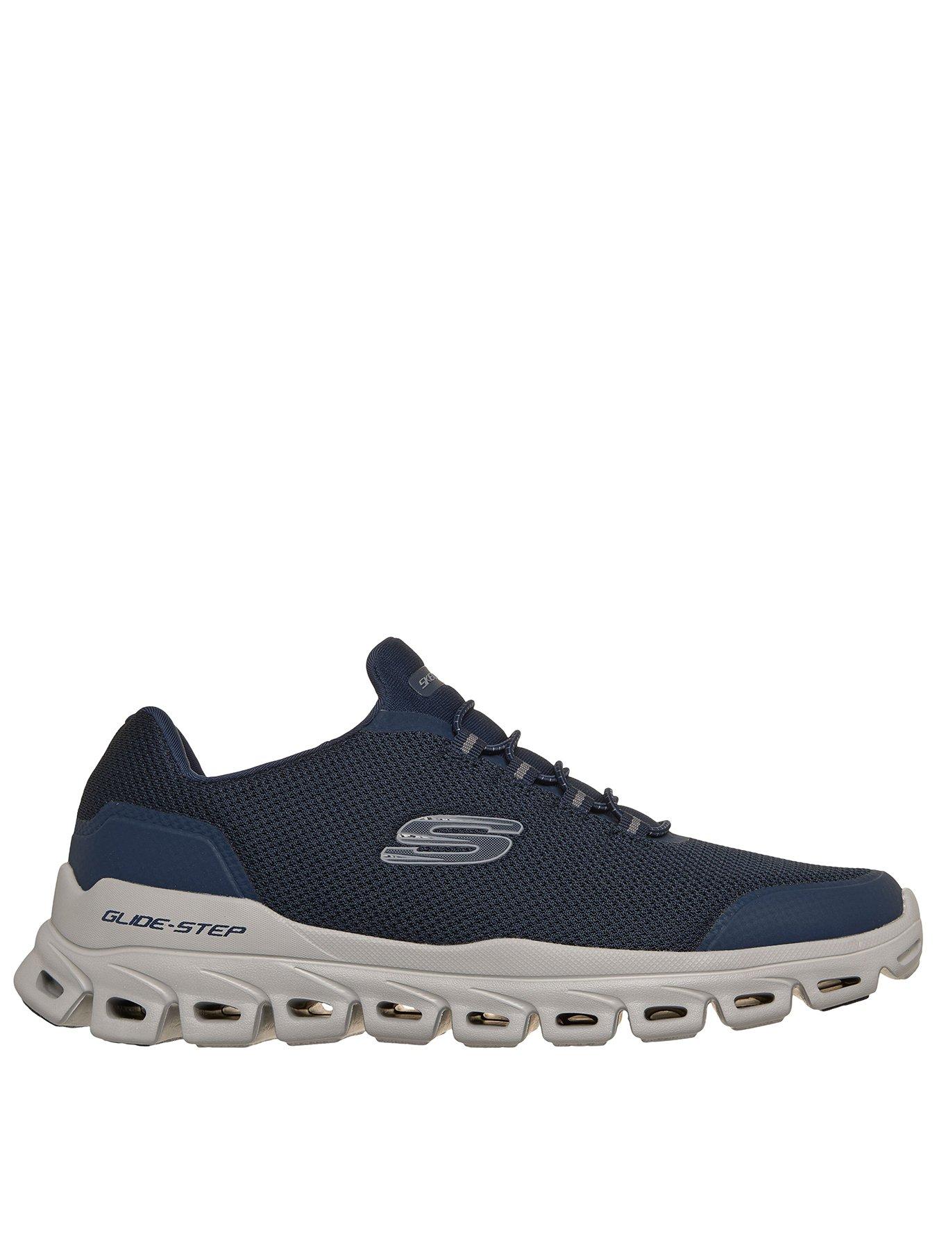 Skechers Men's Slip-On Mesh Trainers with Stretch Laces - Navy