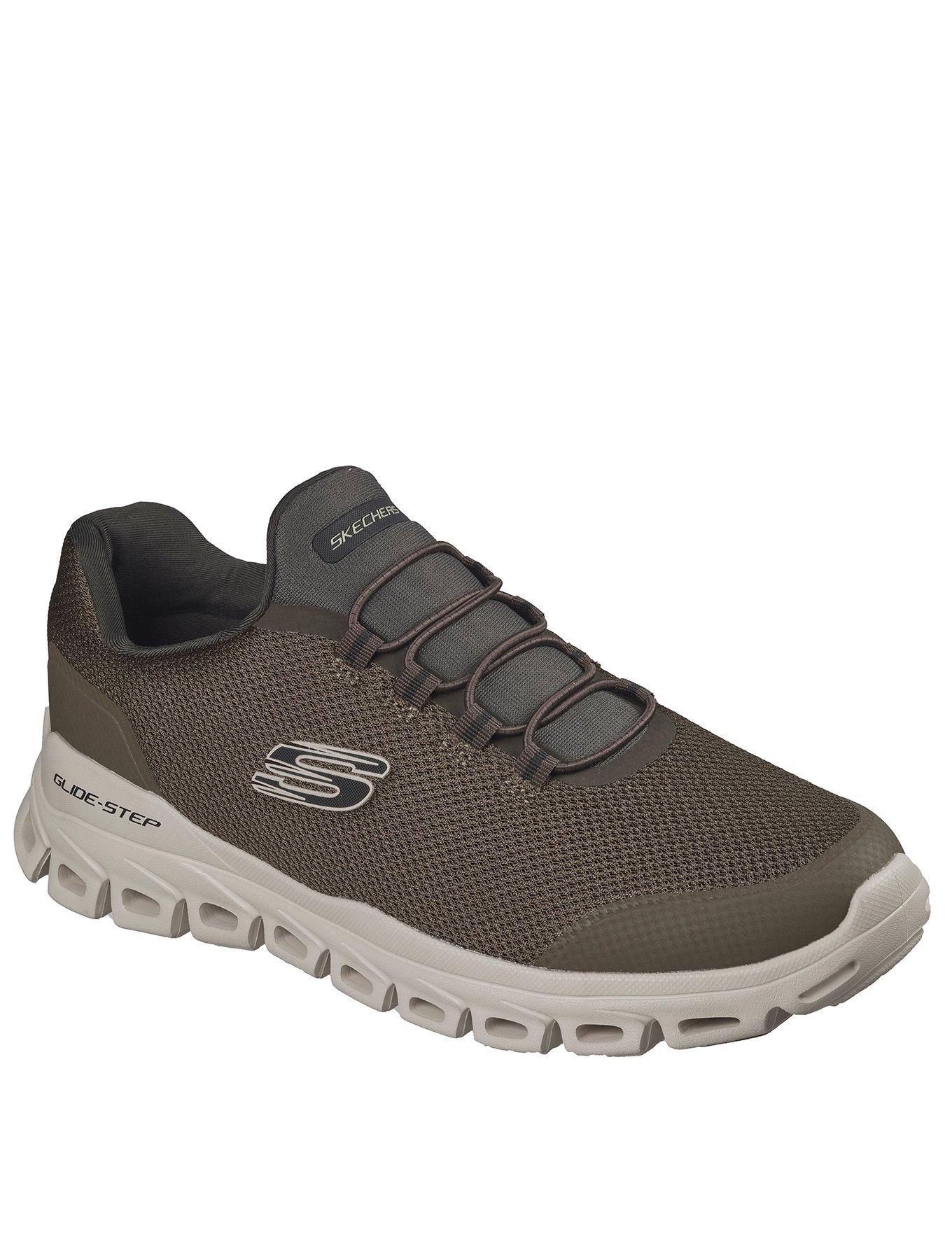 Image 1 of 6 of Skechers Glide-Stepglide-Step Textured Mesh Round Stretch Lace Slip On Trainers - Green