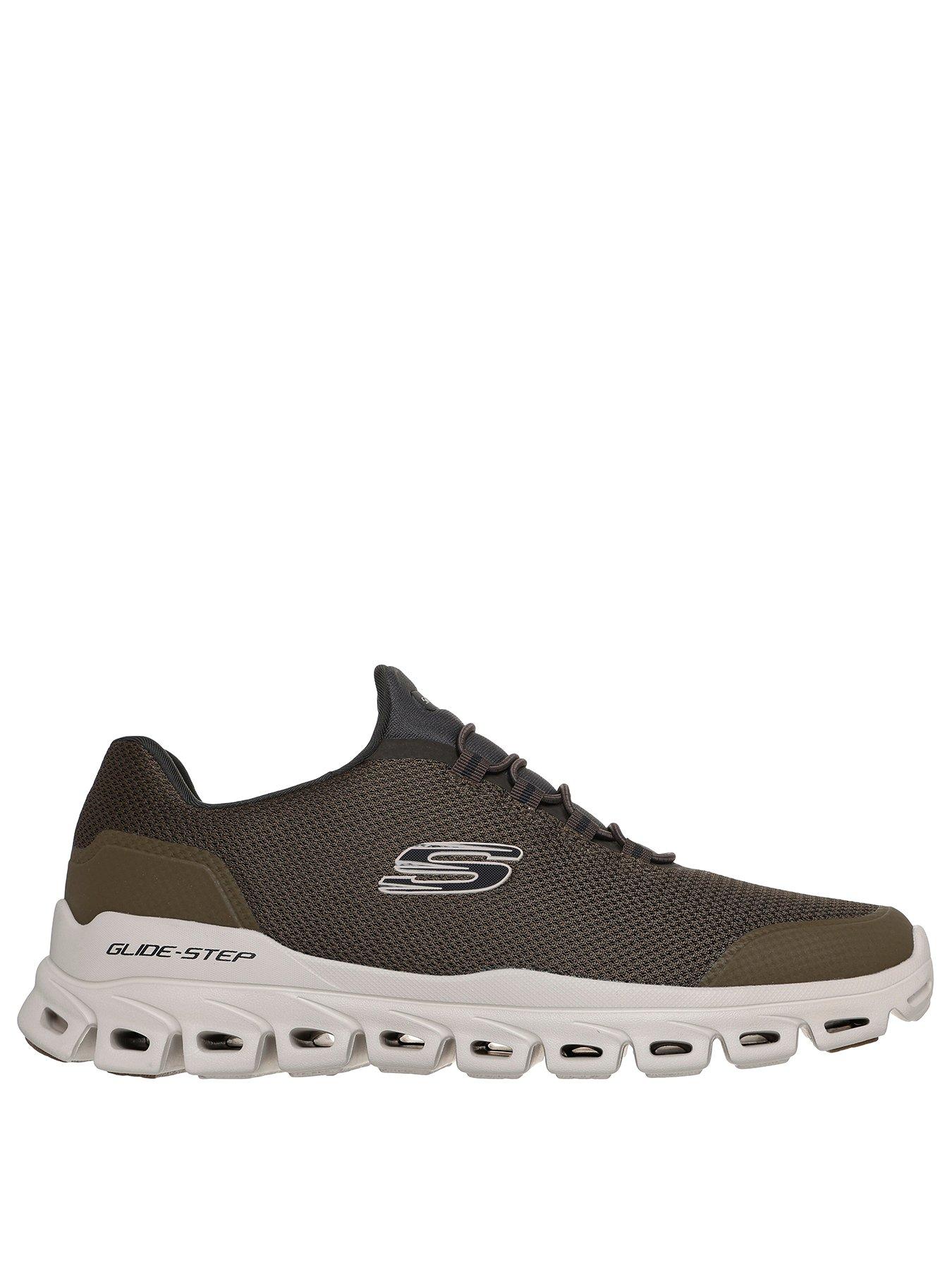 Image 2 of 6 of Skechers Glide-Stepglide-Step Textured Mesh Round Stretch Lace Slip On Trainers - Green