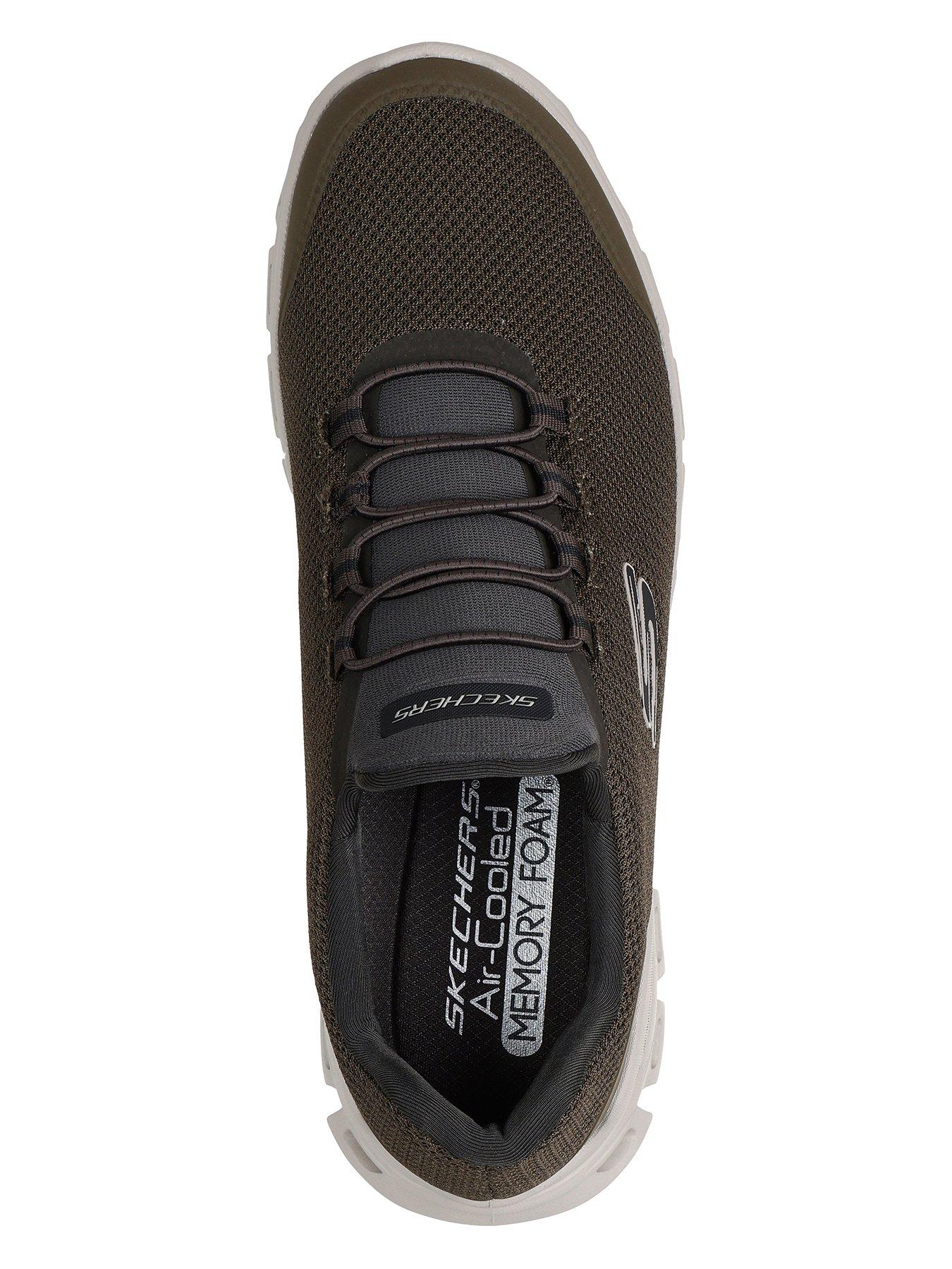 Image 3 of 6 of Skechers Glide-Stepglide-Step Textured Mesh Round Stretch Lace Slip On Trainers - Green