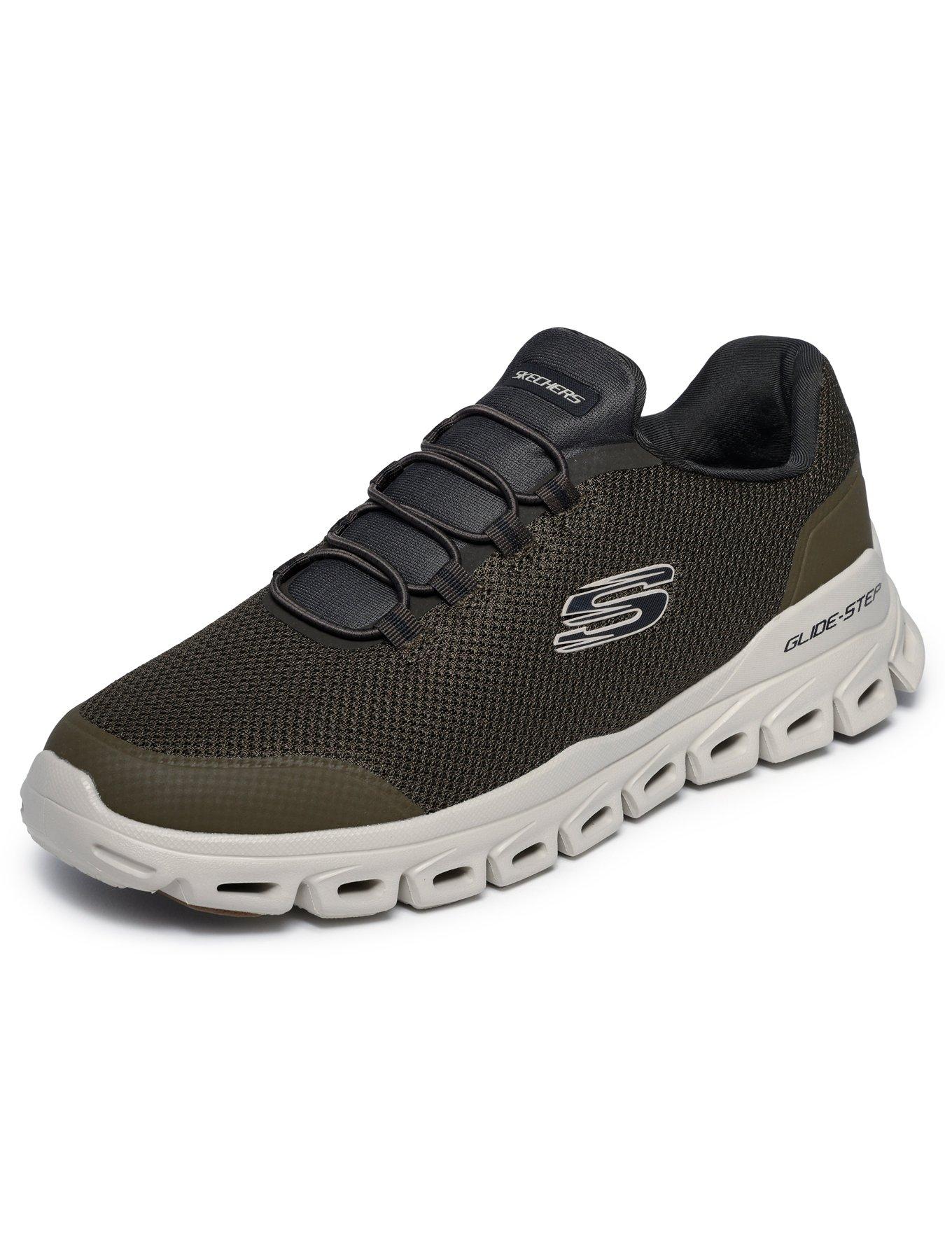 Image 6 of 6 of Skechers Glide-Stepglide-Step Textured Mesh Round Stretch Lace Slip On Trainers - Green