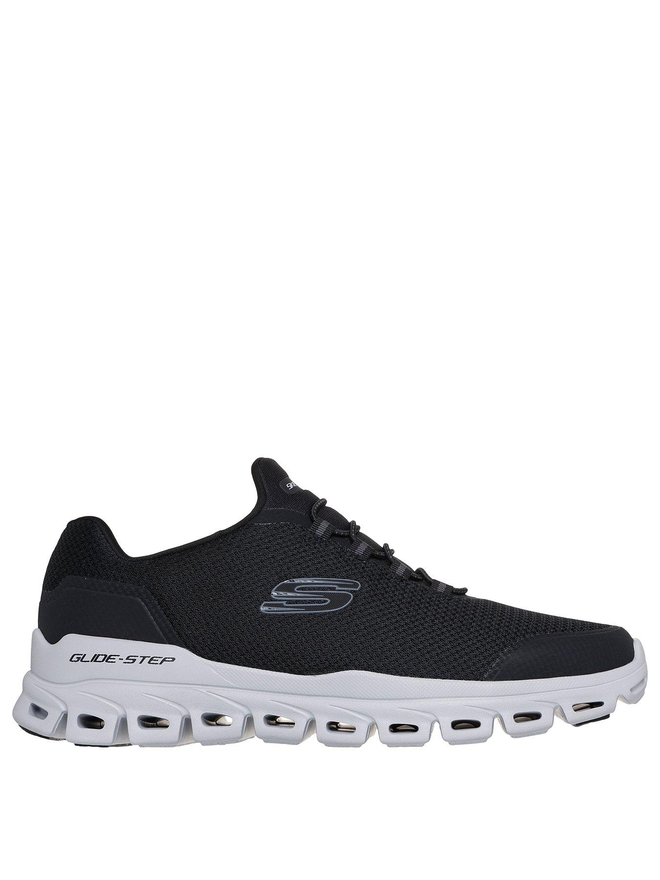 Image 2 of 6 of Skechers Glide-Stepglide-Step Textured Mesh Round Stretch Lace Slip On Trainers - Black