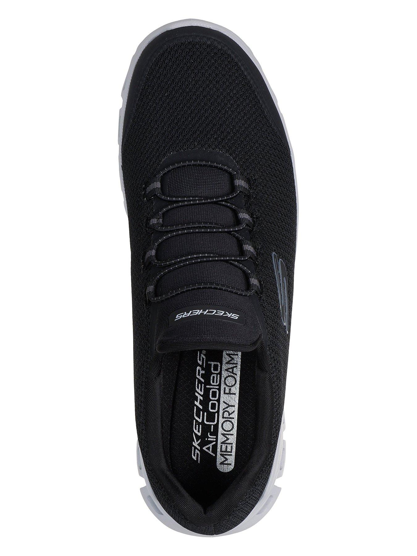 Image 3 of 6 of Skechers Glide-Stepglide-Step Textured Mesh Round Stretch Lace Slip On Trainers - Black