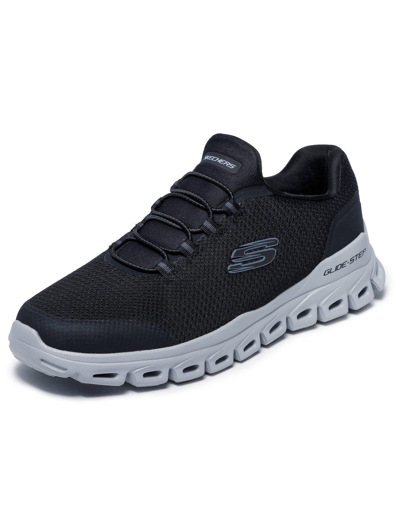 Image 6 of 6 of Skechers Glide-Stepglide-Step Textured Mesh Round Stretch Lace Slip On Trainers - Black