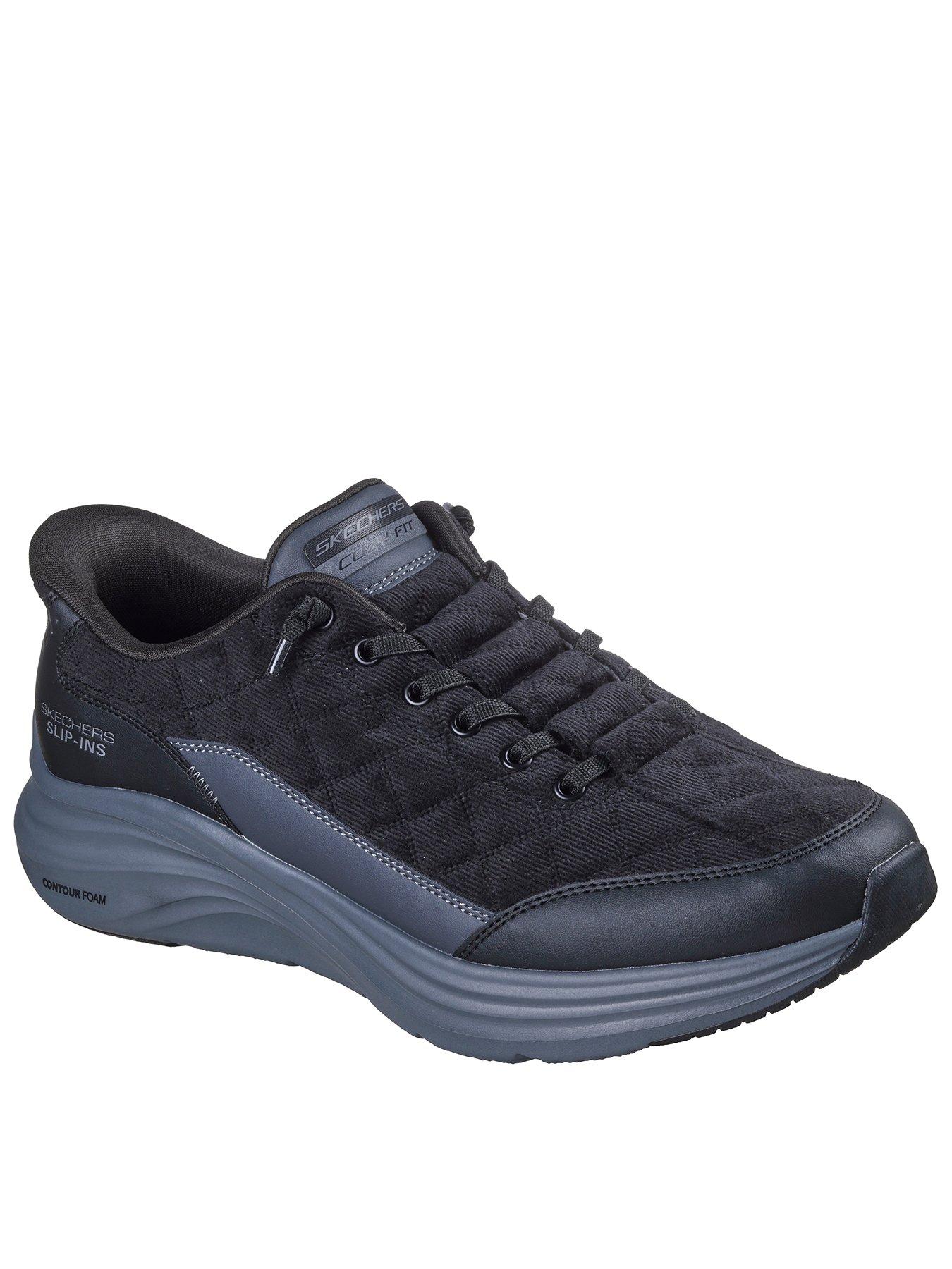 Skechers Contour Foamslip-Ins Cozy Fit Corduroy Quilted Sneaker - Black