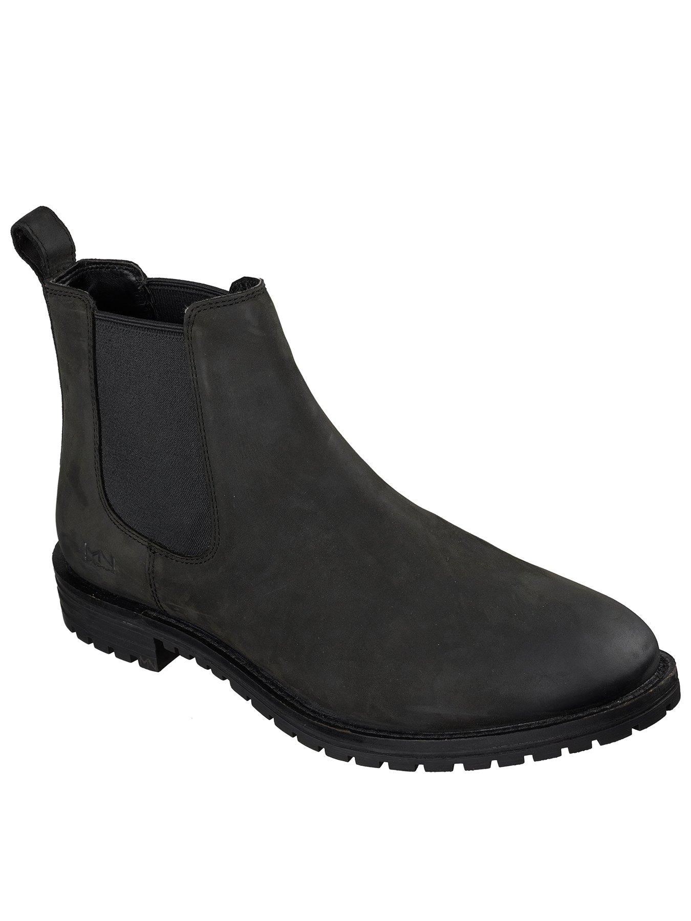 Skechers Men's The Bowery Chelsea Leather Boots with Elasticated Side Panels - Black