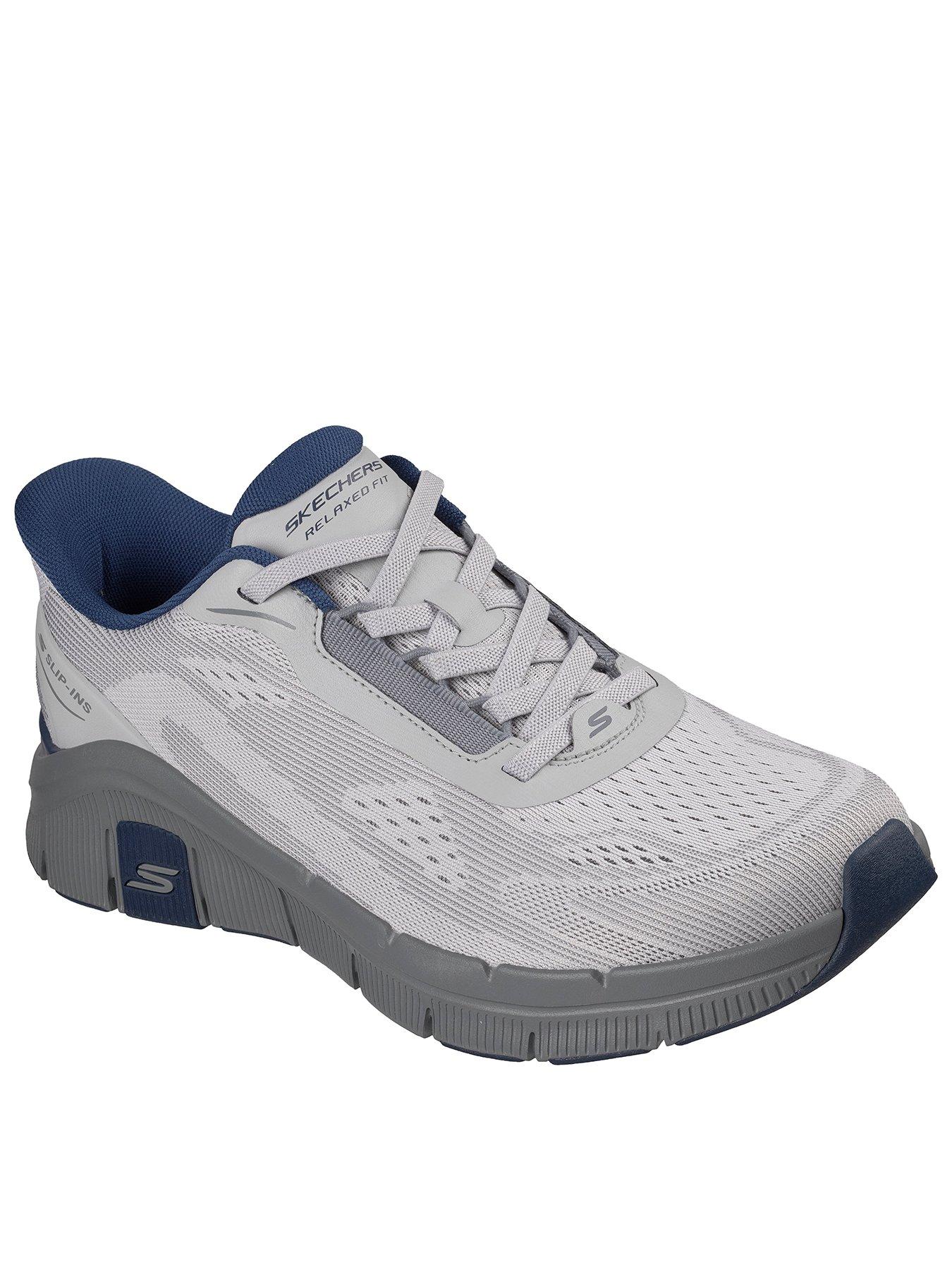 Skechers Relaxed Fit Flexslip-Ins Relaxed Fit Engineered Mesh Stretch Lace Slip On Trainers - Grey