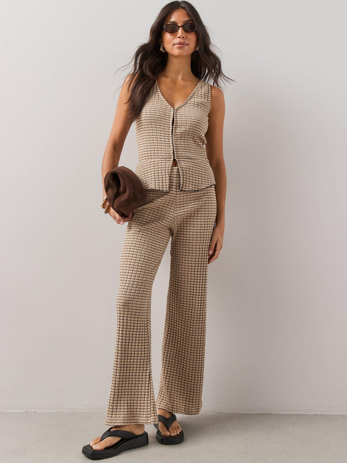 Image 1 of 6 of The Very Collection Textured Wide Leg Trouser
