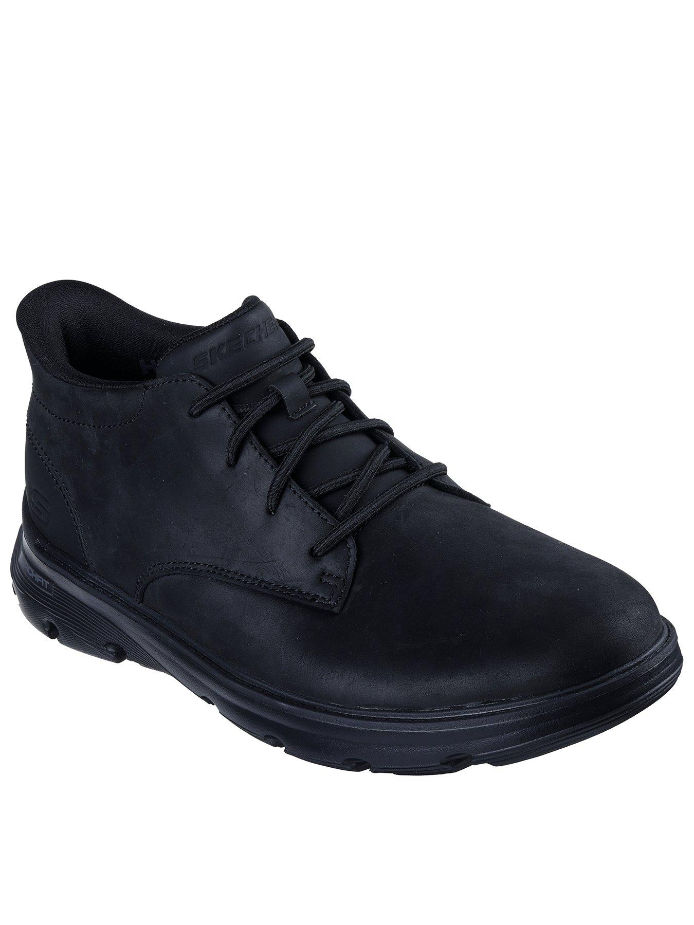 Skechers Skechers Round Toe Leather Slip-On Trainers - Black