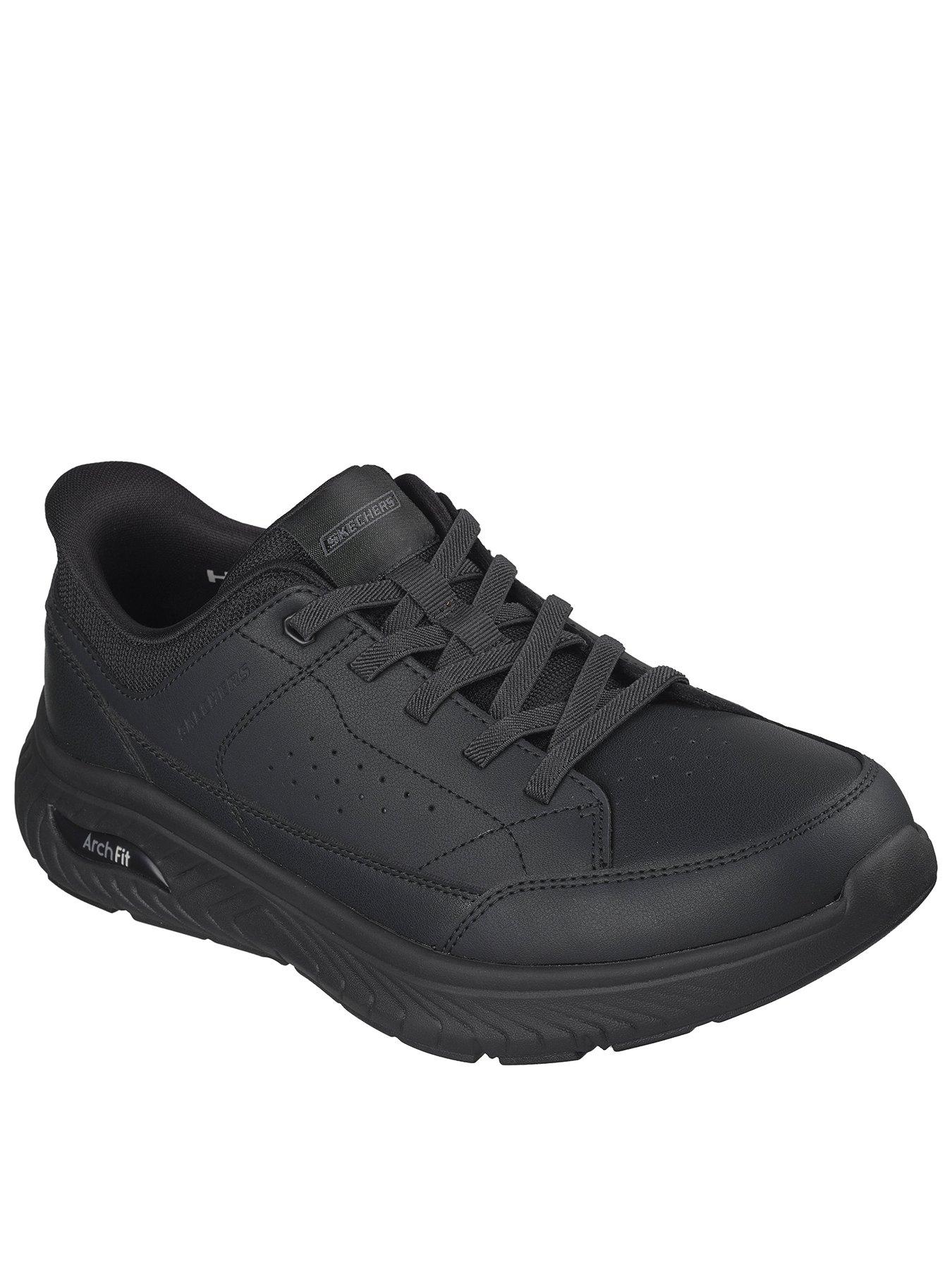 Skechers Arch Fit Crosser Leather Bungee Lace Slip-Ins With Heel Pull Tab - Black