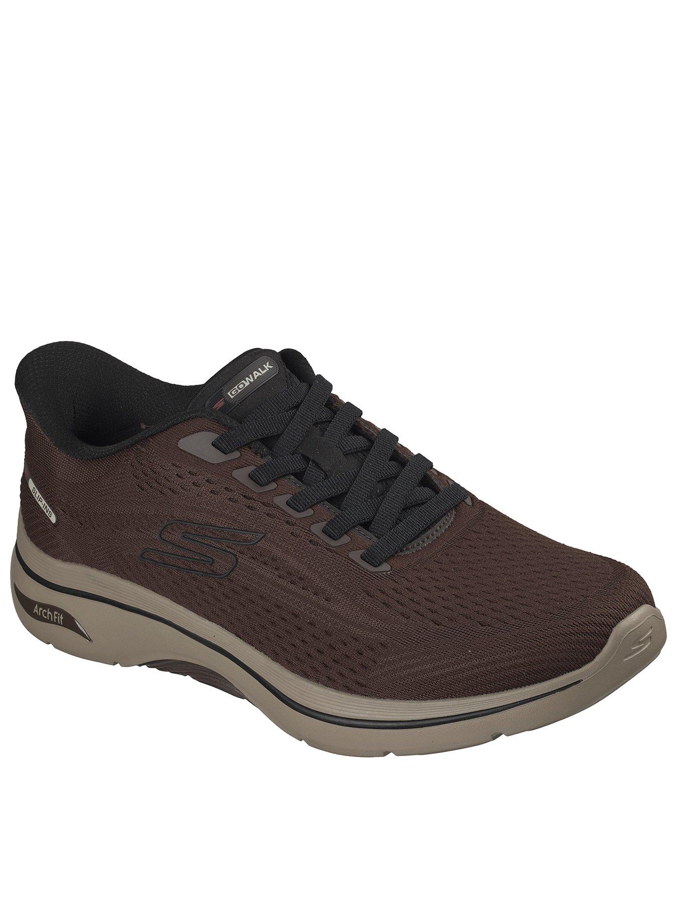Skechers Men's Go Walk Arch Fit 2.0 Slip Ins Knit Trainers - Brown