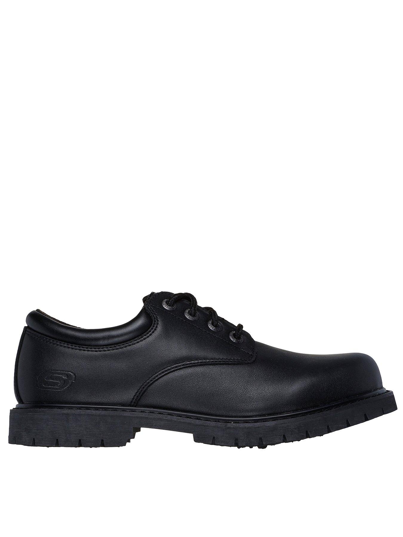 Skechers Cottonwood Lace Up Plain Toe Oxford With Slip Resistant Outsole - Black