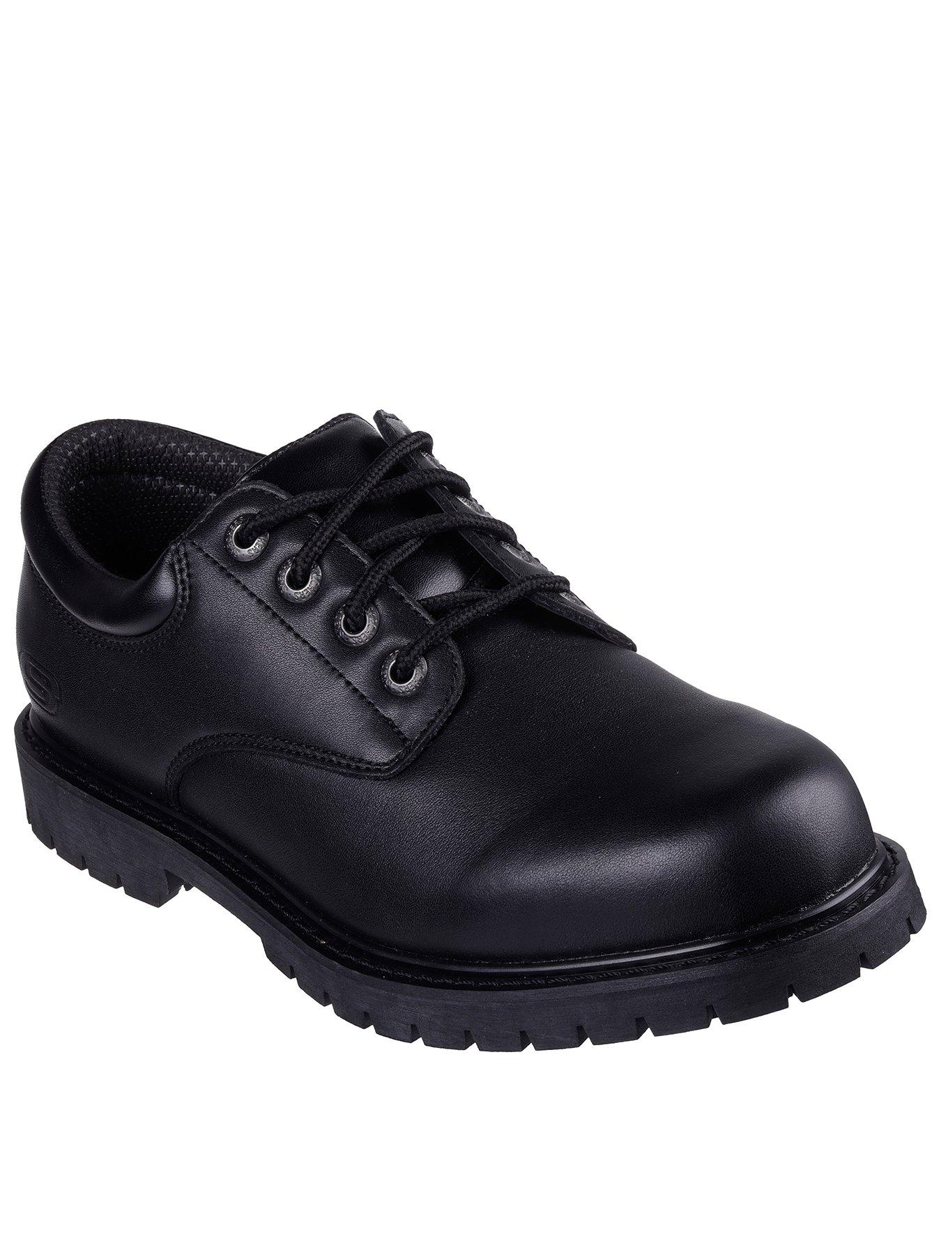 Skechers Cottonwood Lace Up Plain Toe Oxford With Slip Resistant Outsole - Black