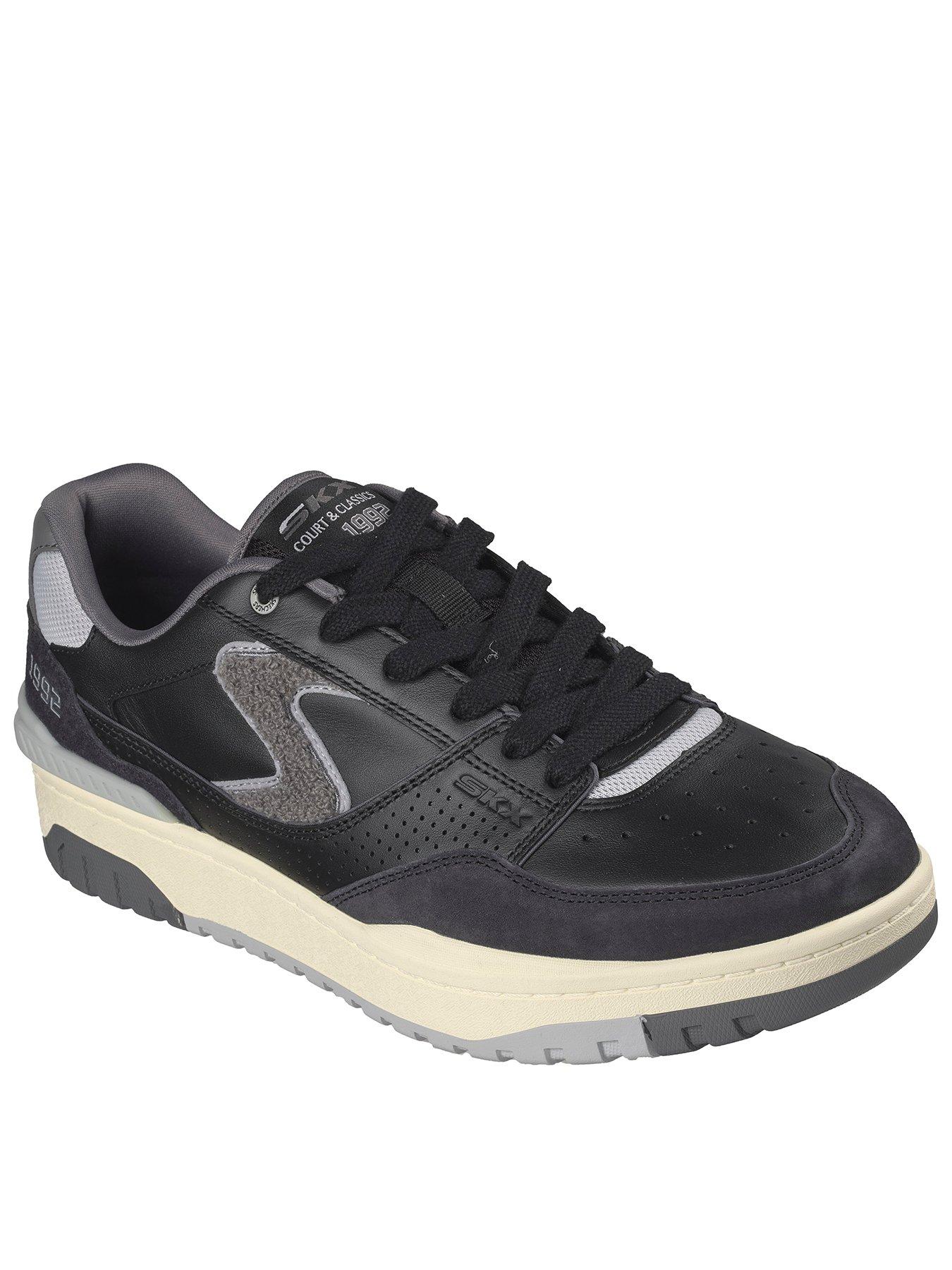 Skechers Lace Up Leather Suede Trainers - Black