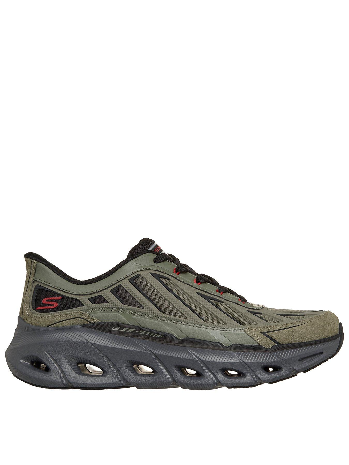 Skechers Men's Relaxed Fit Glide Step Slip Ins Kpu Caged Mesh Trainers With Air Cooled Memory Foam - Green