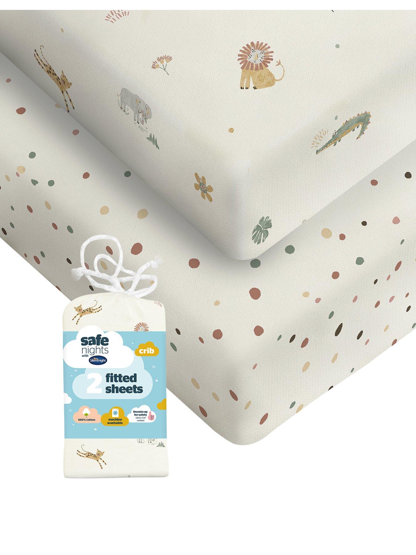 Image 1 of 7 of Silentnight Silentnight Safe Nights Fitted Sheet - Crib - Safari - 2 Pack