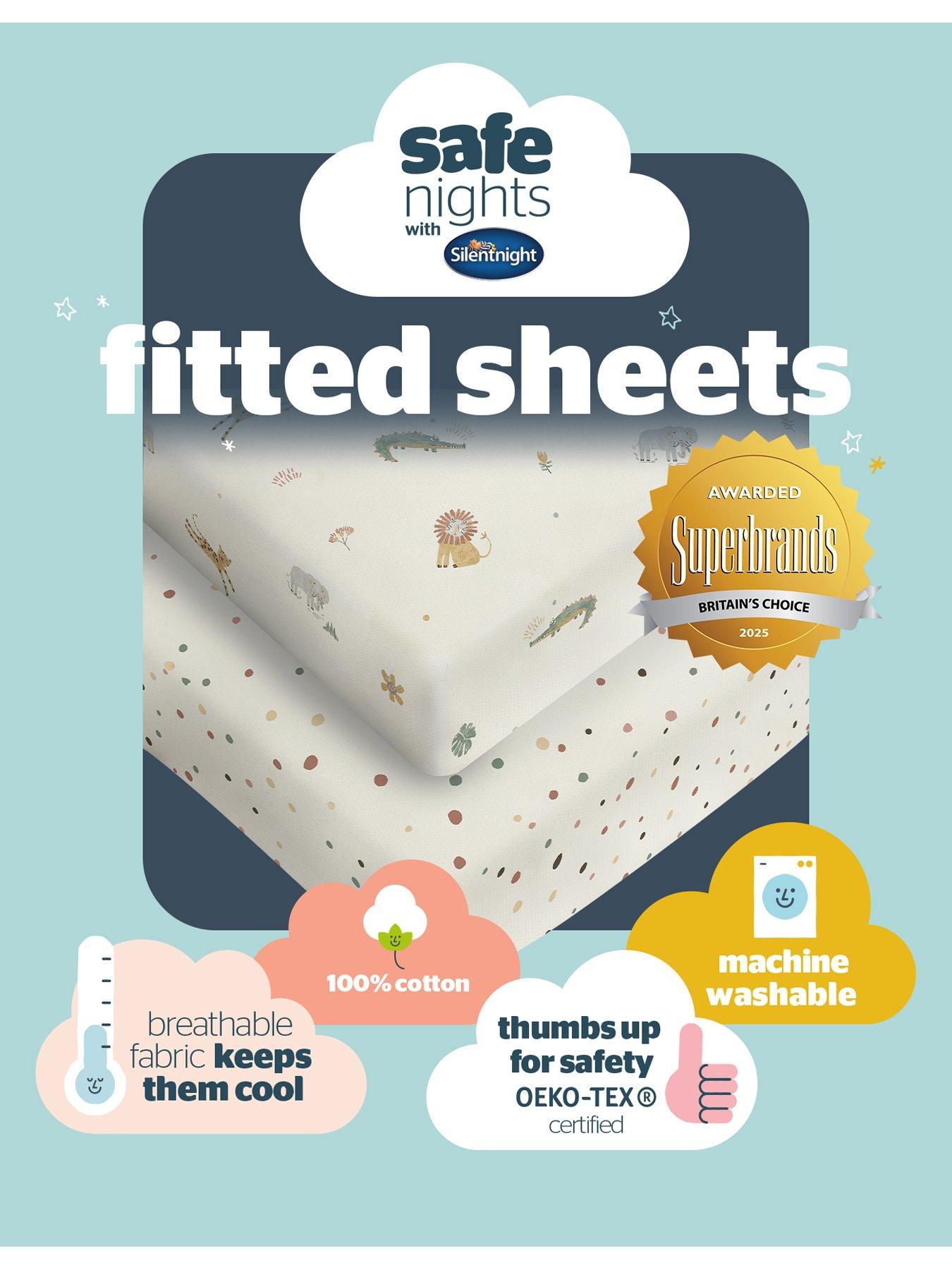 Image 7 of 7 of Silentnight Silentnight Safe Nights Fitted Sheet - Crib - Safari - 2 Pack