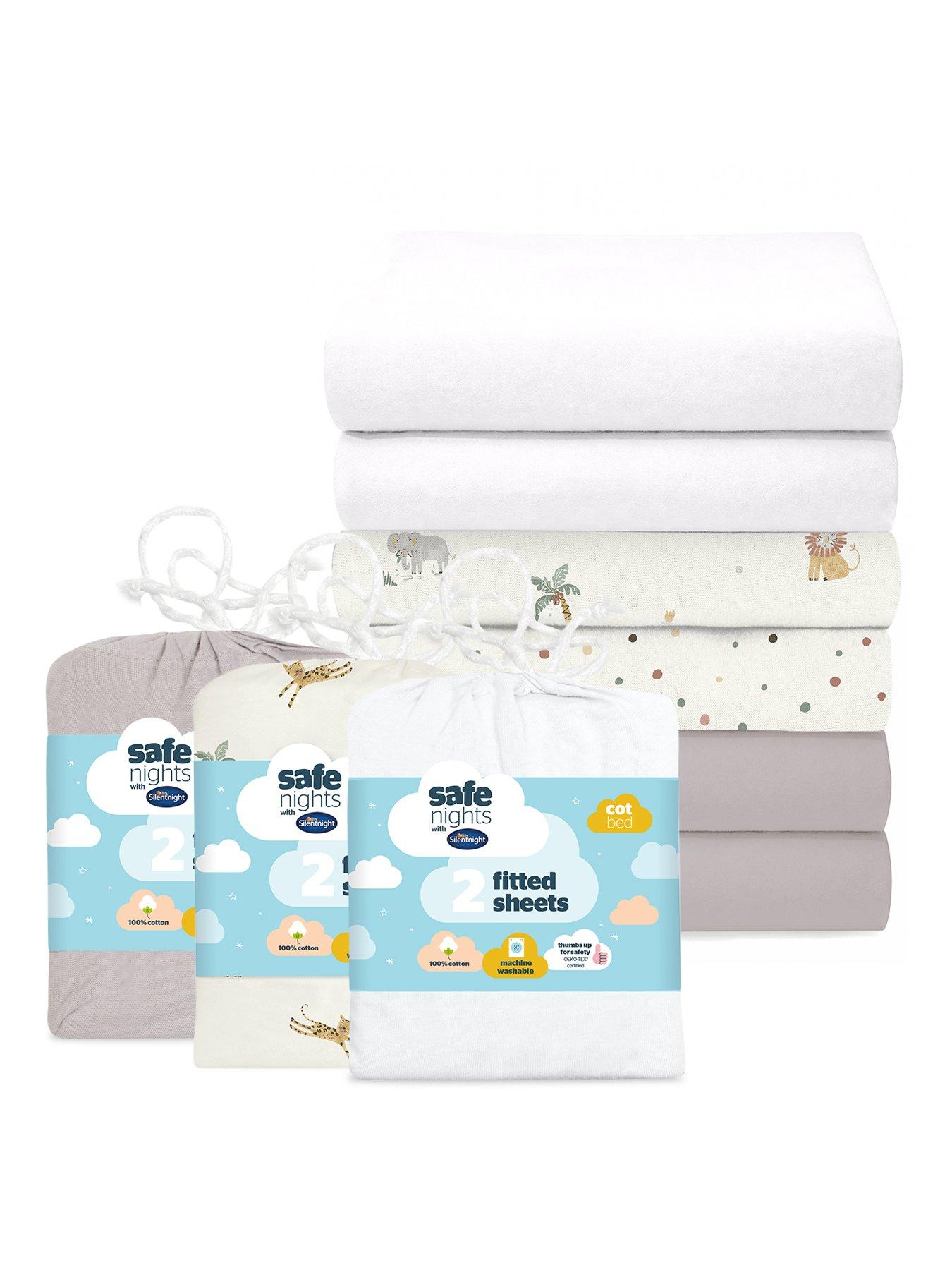 silentnight-safe-nights-fitted-sheet-cot-bed-grey-safari-print-and-white-6-pack-bundle-3-x-2-packs