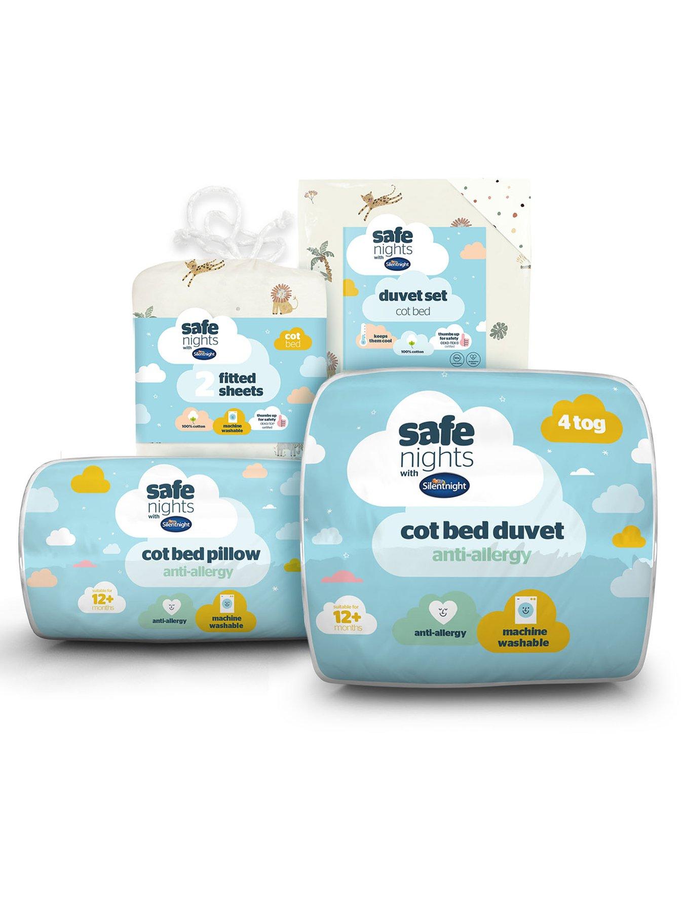 Silentnight Safe Nights 5 Peice Bedding Bundle - Cot Bed Duvet, Pillow, Fitted Sheet Pair and Duvet Set  - Safari