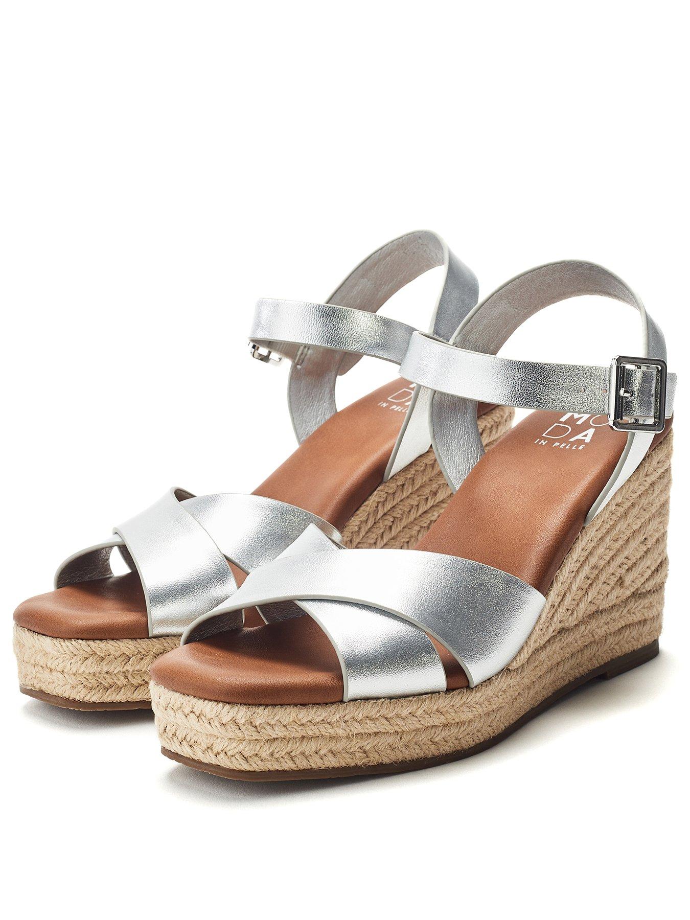 moda-in-pelle-jasminium-silver-leather-cross-over-jute-wedgestillFront