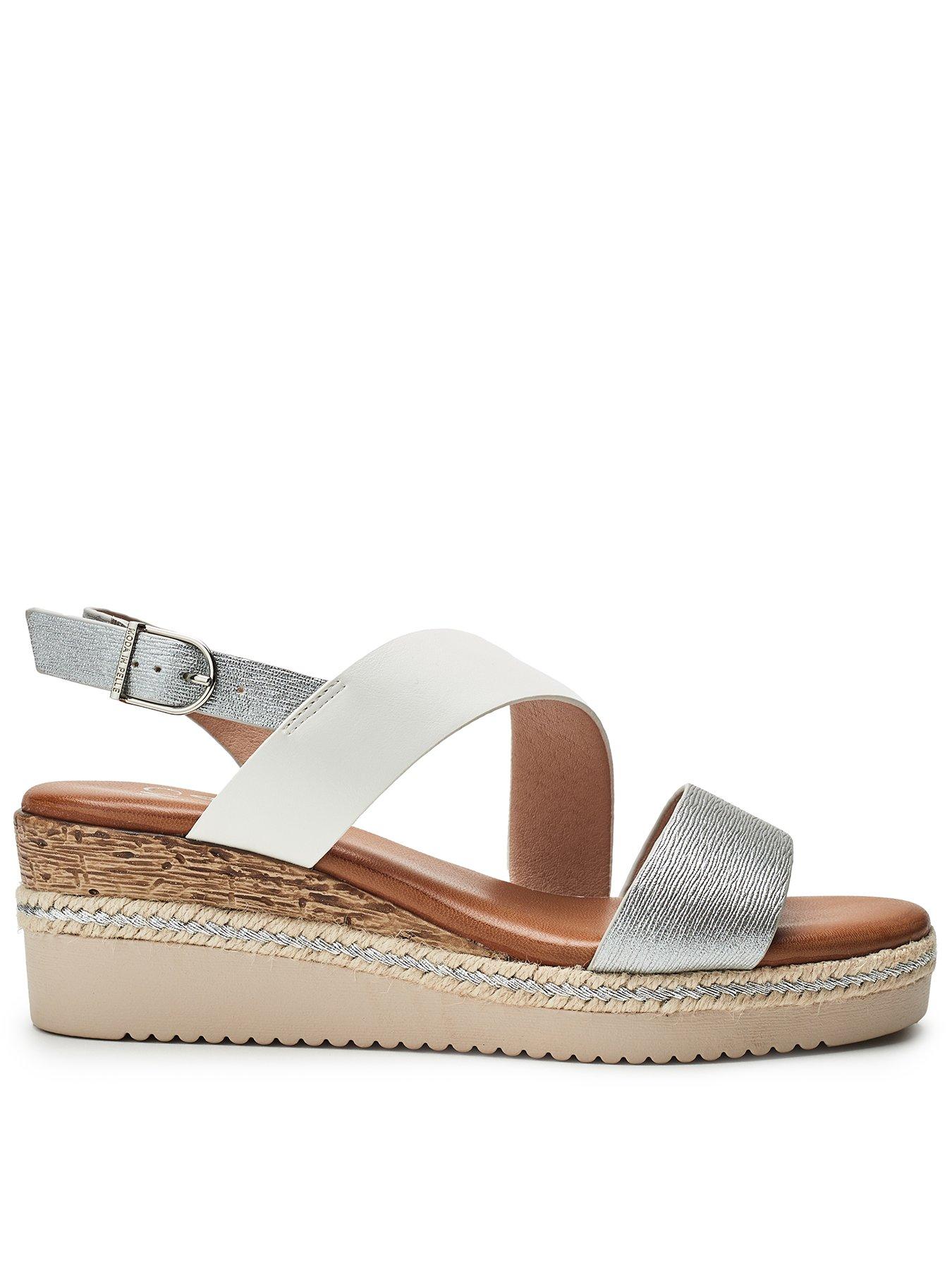 Moda In Pelle Joani Off White Porvair Cross Strap Upper Sling Back Sandal - White