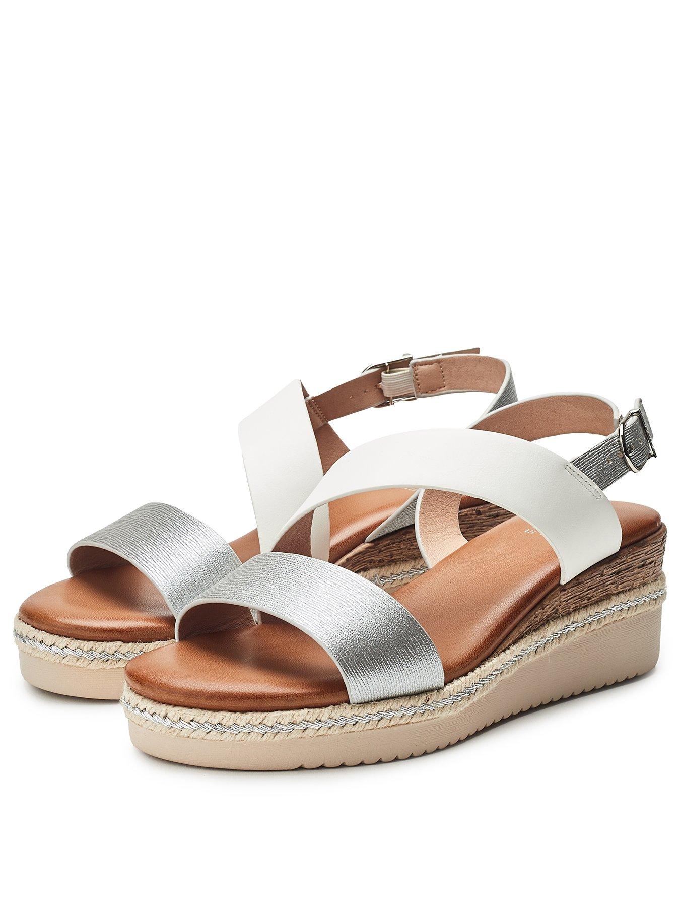 Image 2 of 4 of Moda In Pelle Joani Off White Porvair Cross Strap Upper Sling Back Sandal - Multi